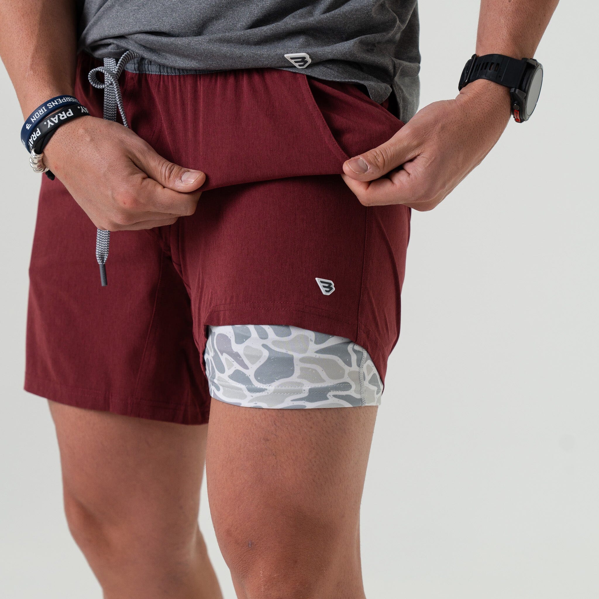 Athletic Short - Maroon - White Camo Liner