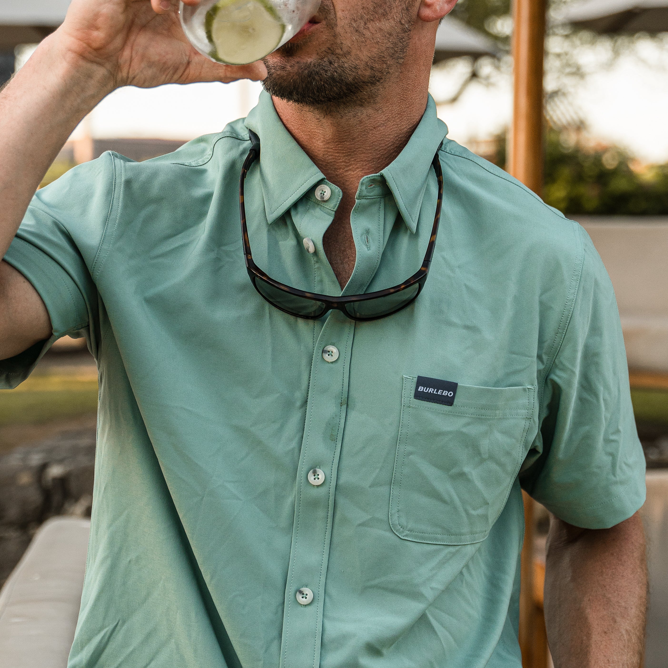 Performance Button Up - Sage