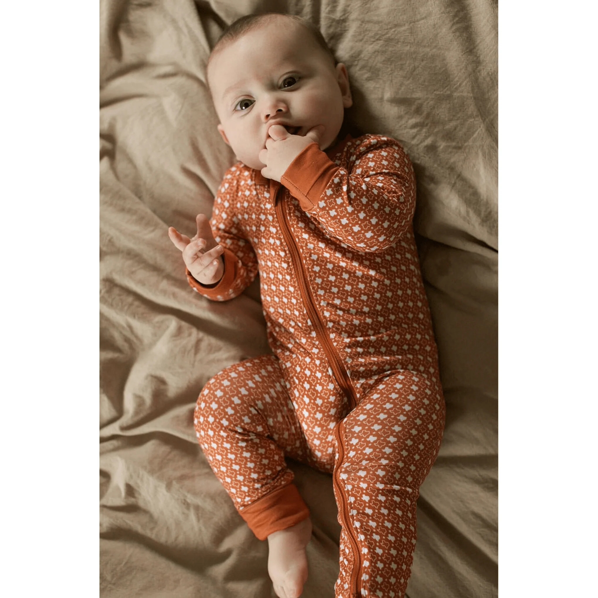 1955-baby-zip-up-texas-orange-white-1.webp Baby Zip Up - Texas - Orange & White