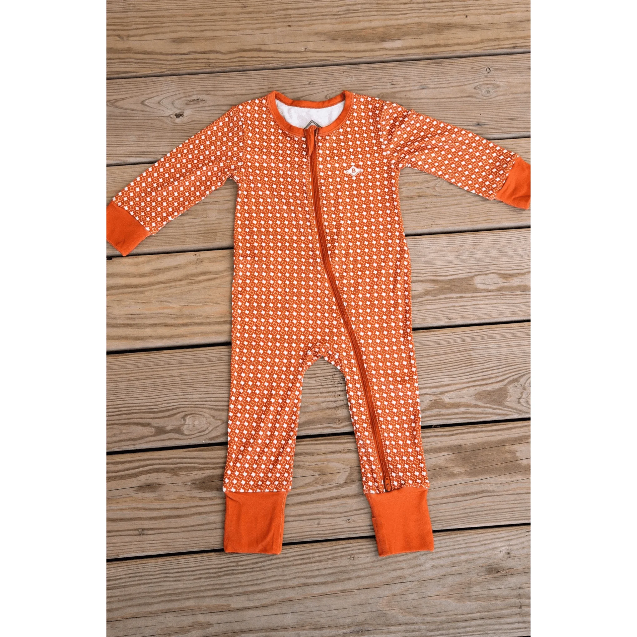 1955-baby-zip-up-texas-orange-white-2.webp Baby Zip Up - Texas - Orange & White