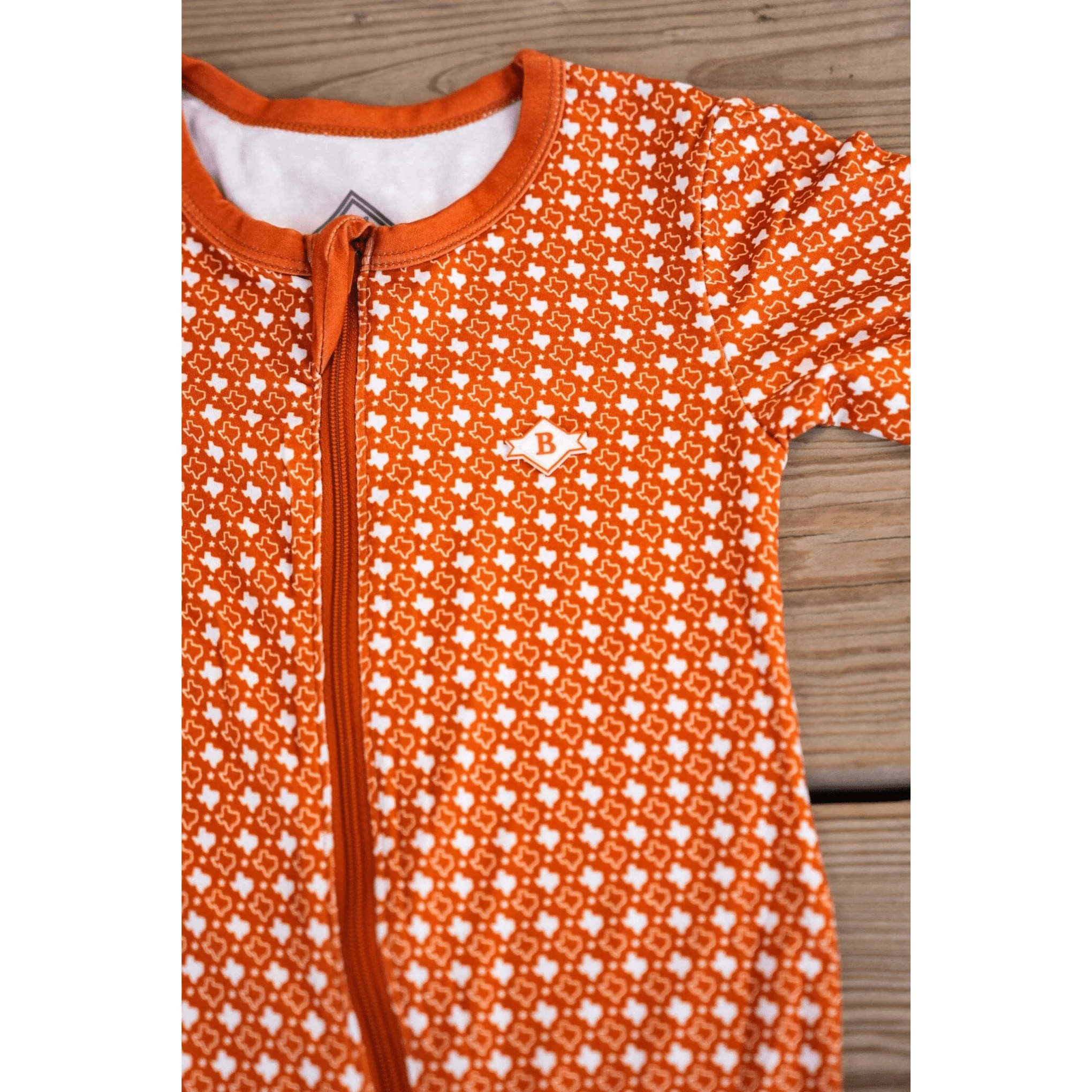 1955-baby-zip-up-texas-orange-white-3.webp Baby Zip Up - Texas - Orange & White