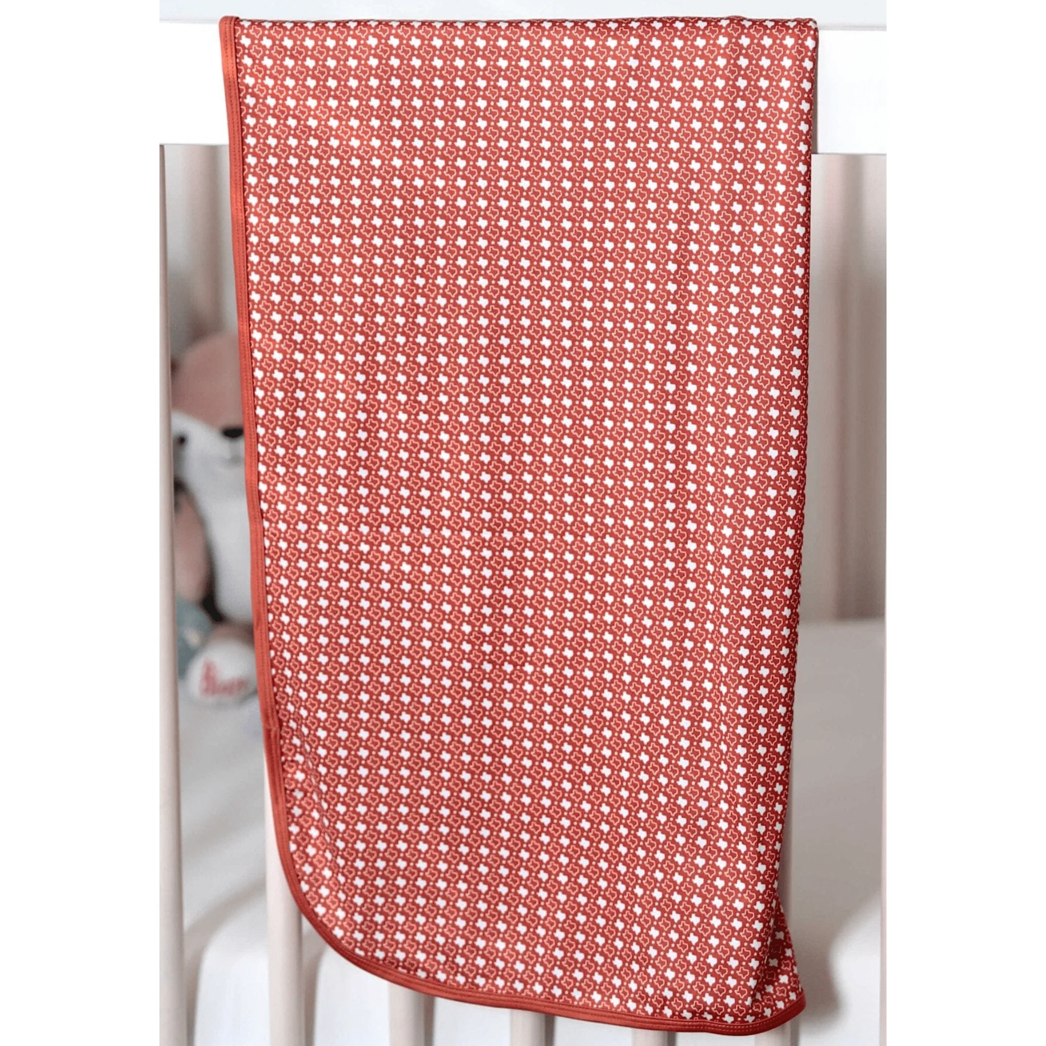 1961-baby-swaddle-texas-orange-white-1.webp Baby Swaddle - Texas - Orange & White