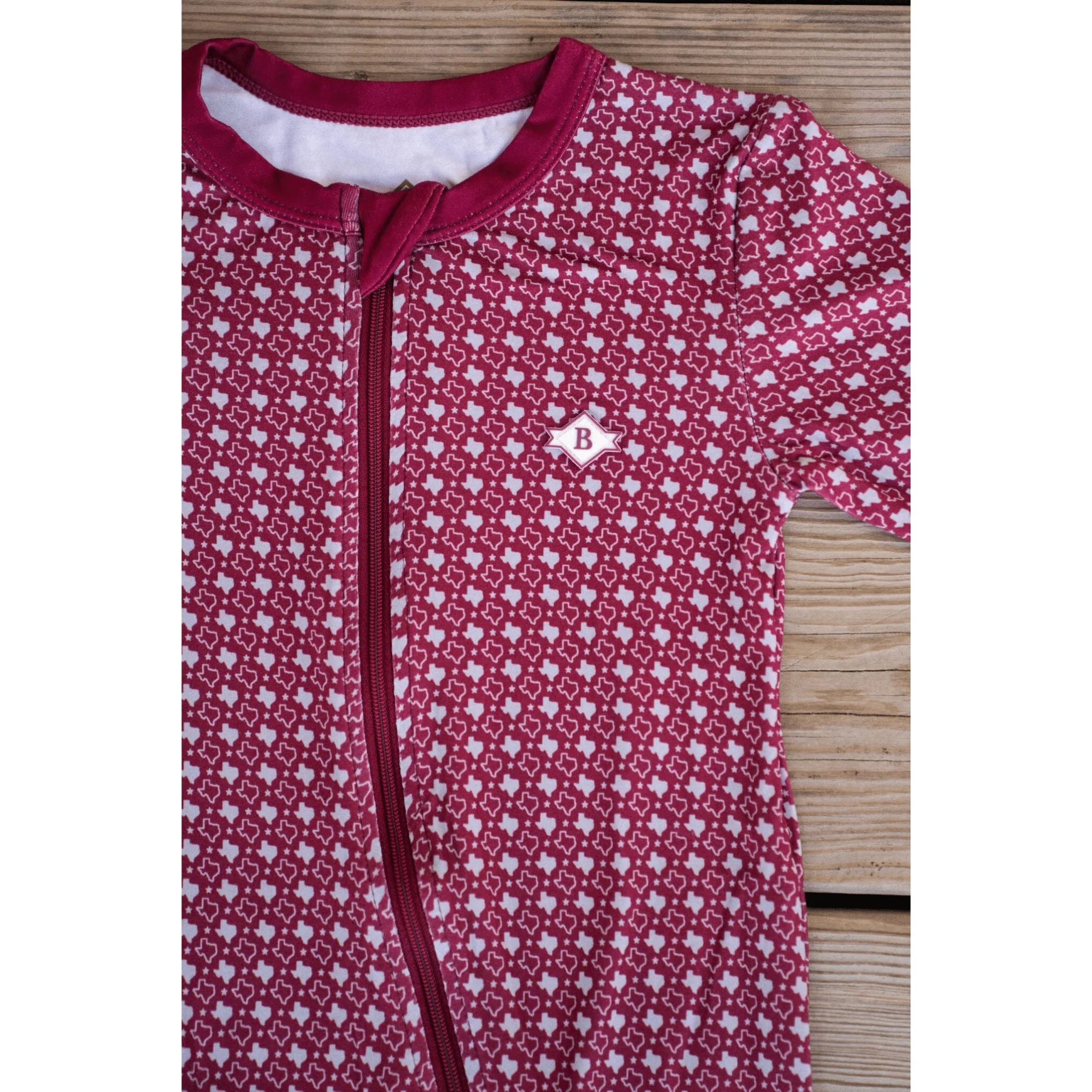 Baby Zip Up - Texas - Maroon & Grey