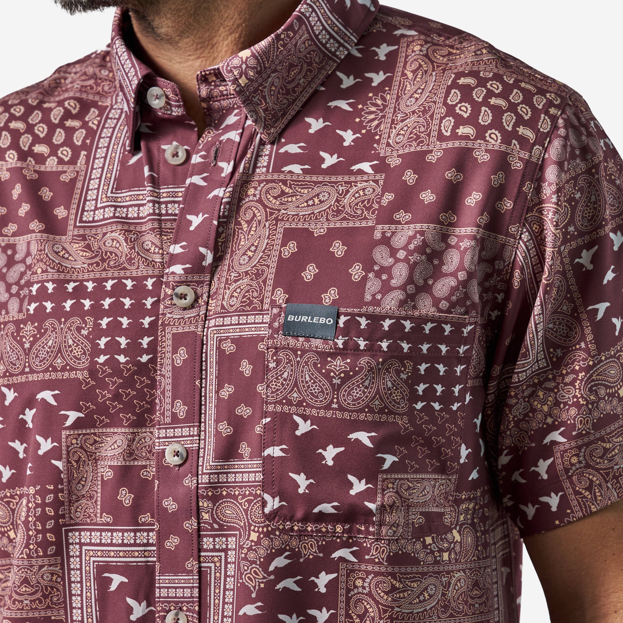 Performance Button Up - Paisley Duck - Maroon