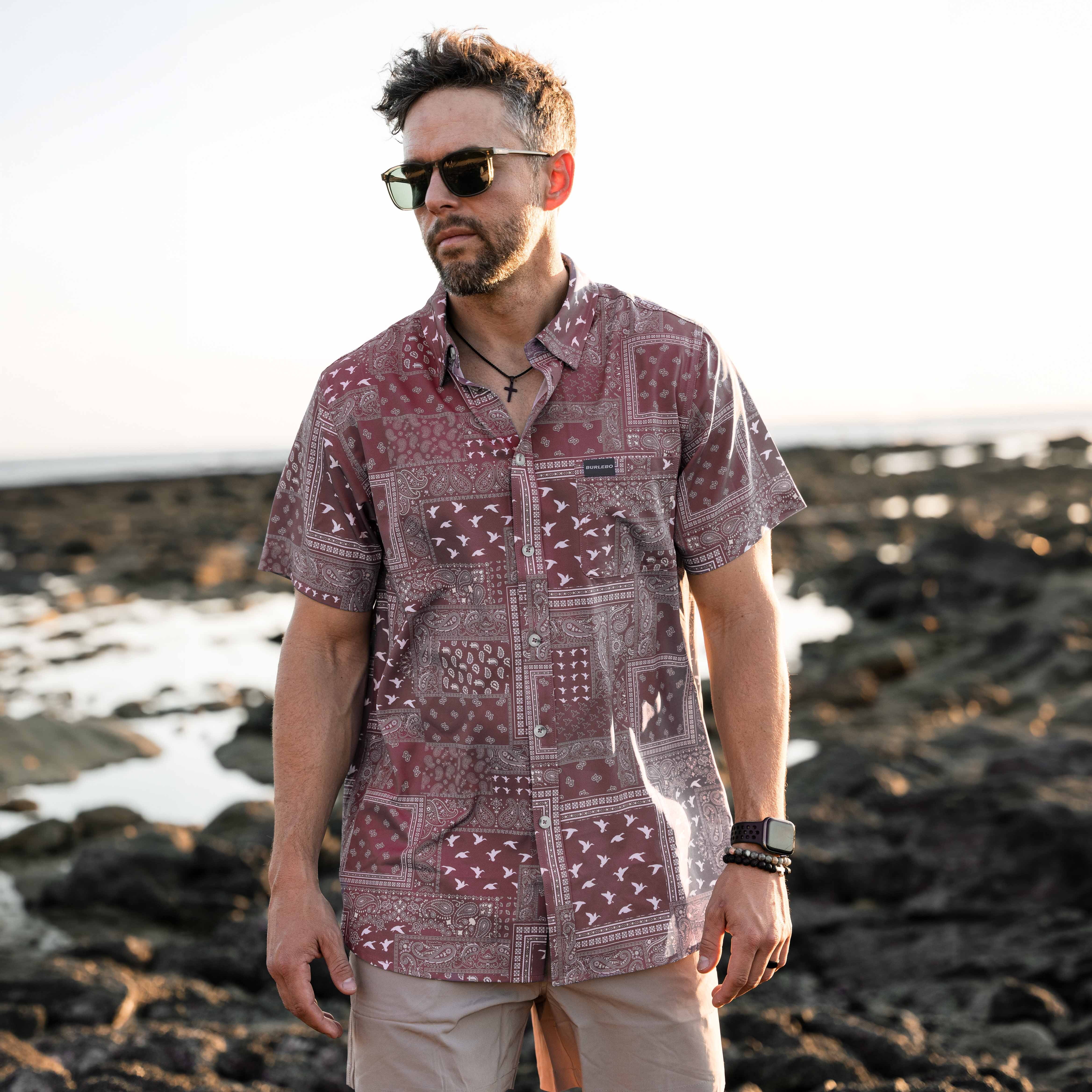 Performance Button Up - Paisley Duck - Maroon
