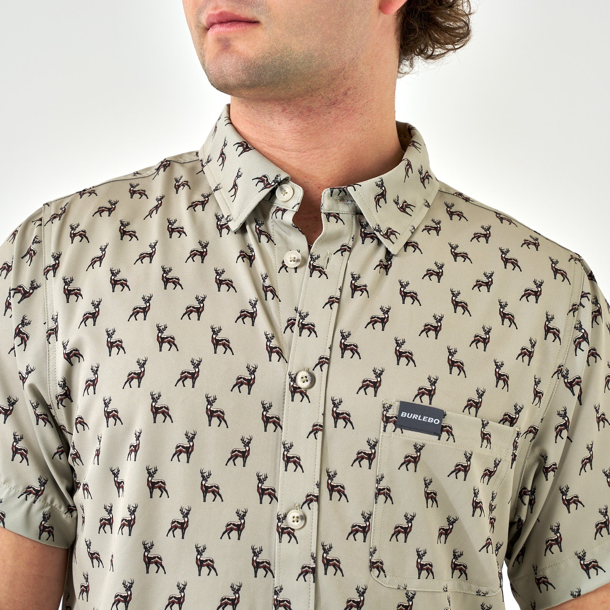 Performance Button Up - Whitetail Deer - Green