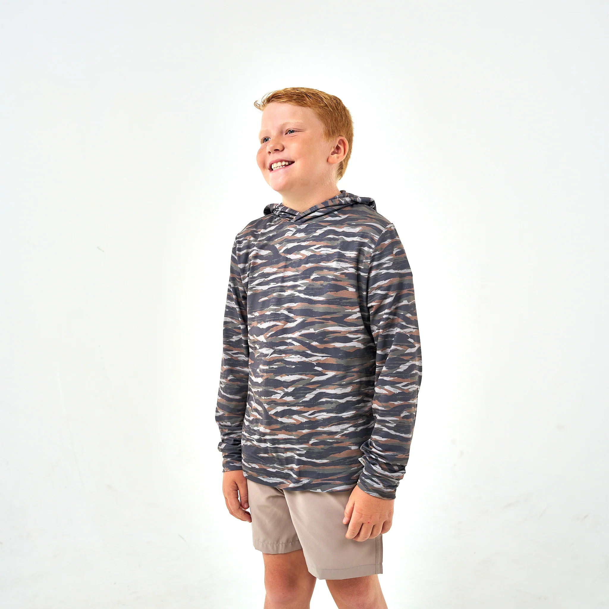 Youth Performance Hoodie - Tiger Stripe Camo - Wetland