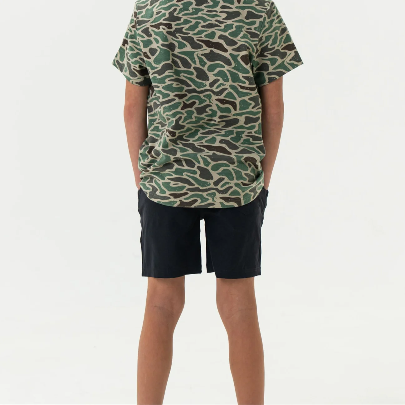 Youth Athletic Short - Heather Black - Retro Duck Camo Liner