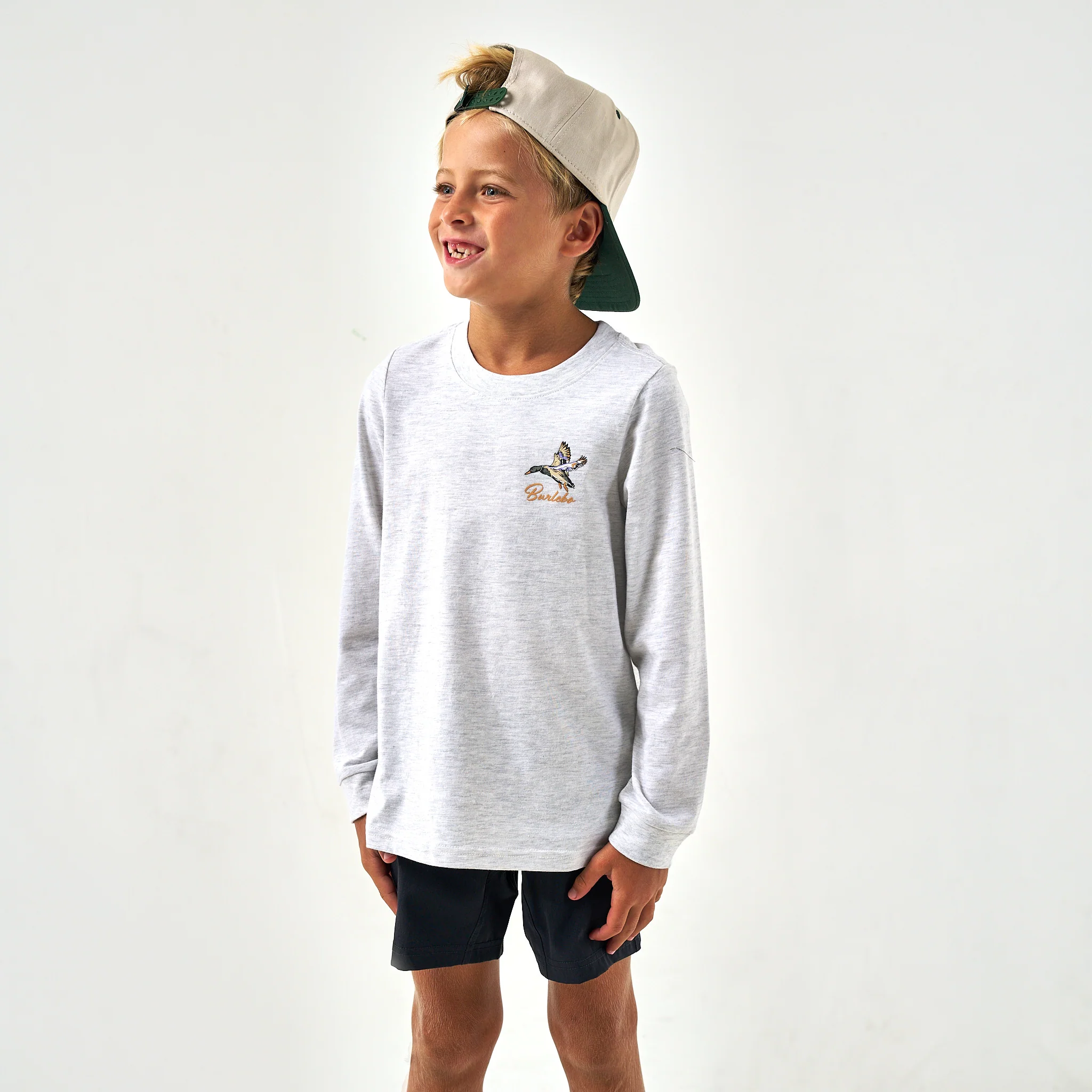 Youth Long Sleeve Tee - Pintail Triangle Duck - Ash Grey