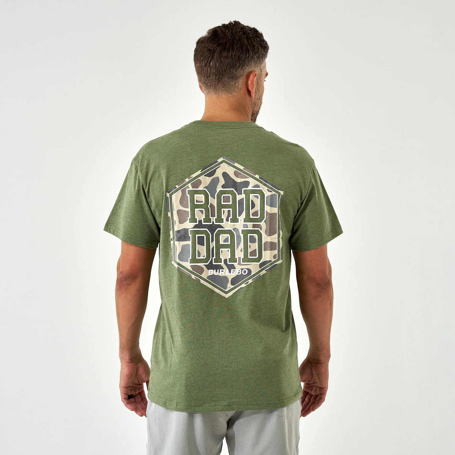 Short Sleeve Tee - Rad Dad Deer Camo - Heather Olive