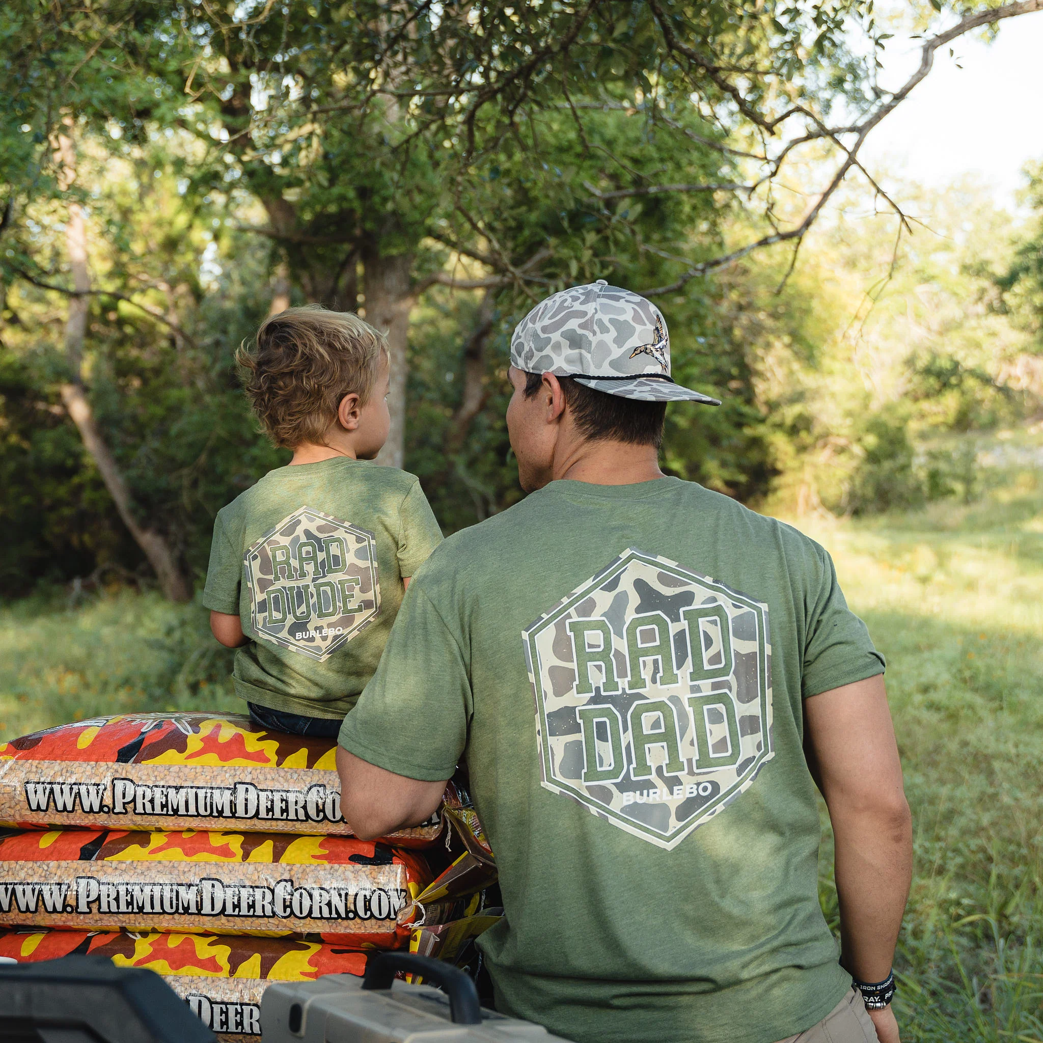 Short Sleeve Tee - Rad Dad Deer Camo - Heather Olive