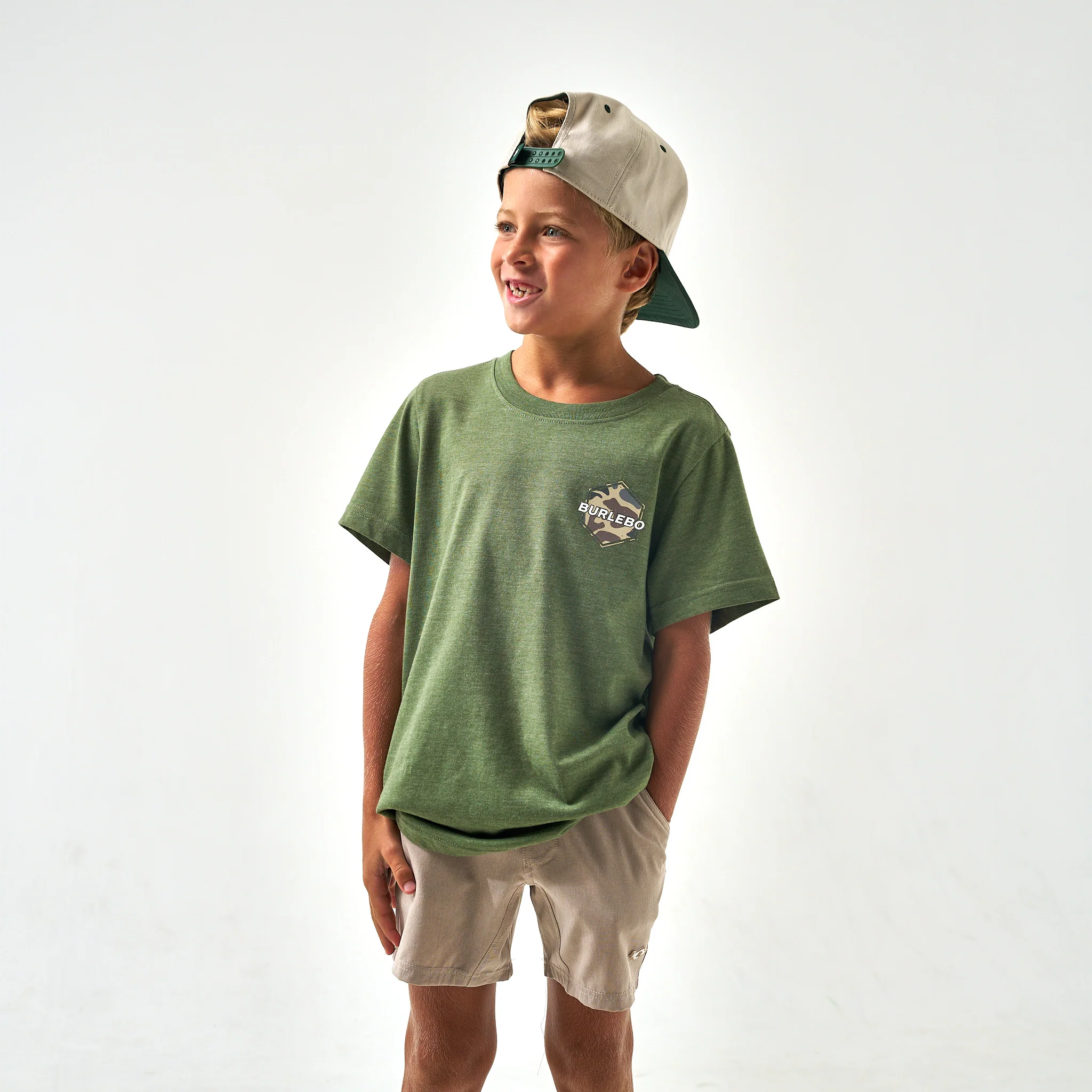 Youth Short Sleeve Tee - Rad Dude Deer Camo - Heather Olive