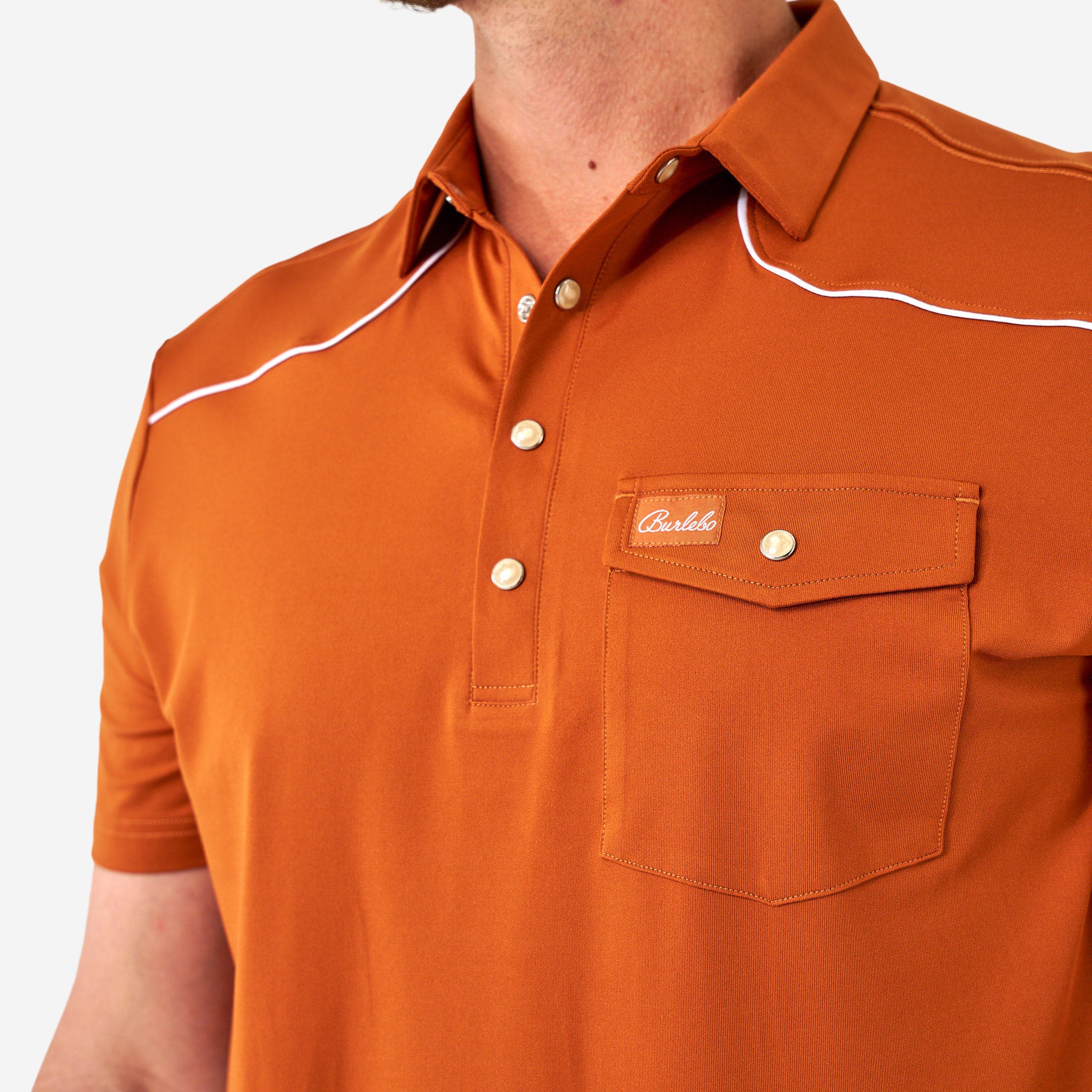 Pearl Snap Performance Polo - Orange