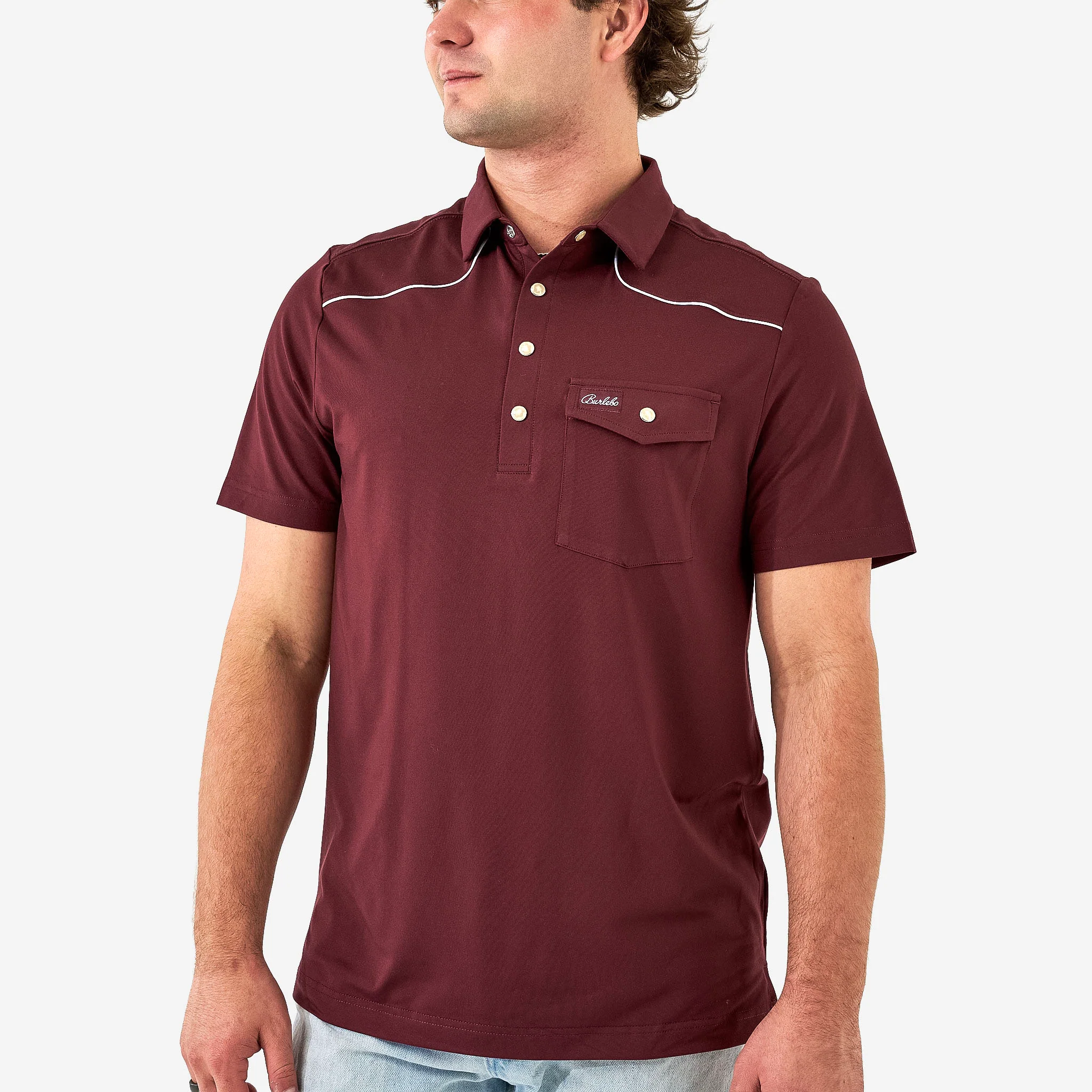 3807-pearl-snap-performance-polo-maroon-1.webp Pearl Snap Performance Polo - Maroon