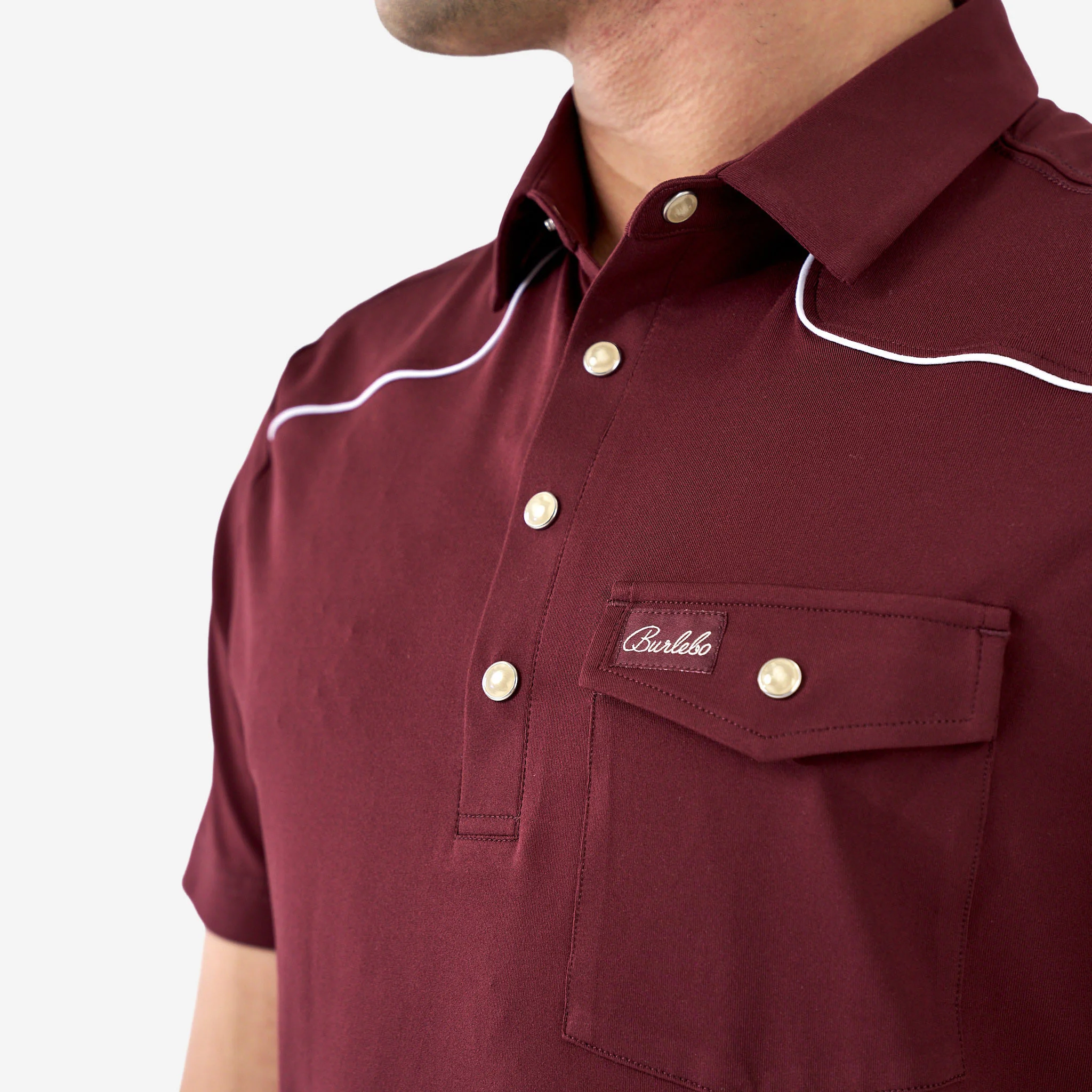 Pearl Snap Performance Polo - Maroon