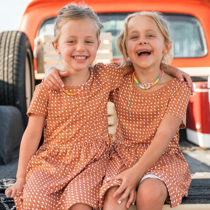 Youth Moxie Dress - Texas - Orange & White