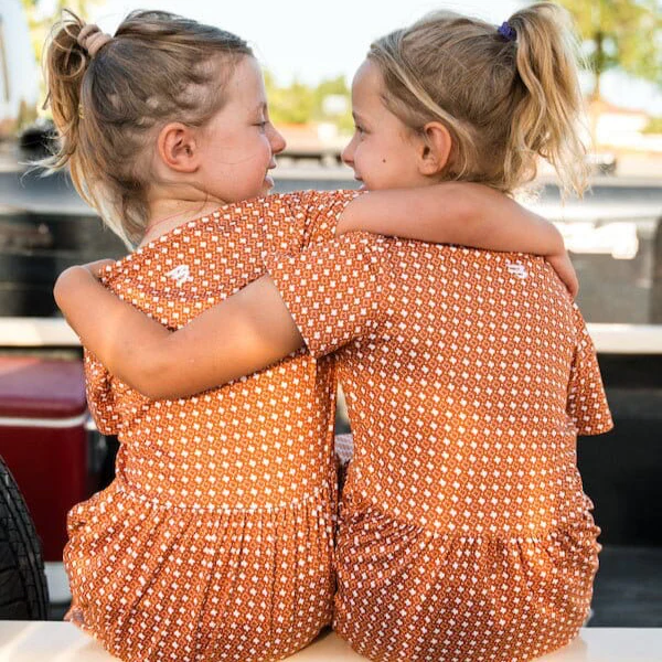 Youth Moxie Dress - Texas - Orange & White