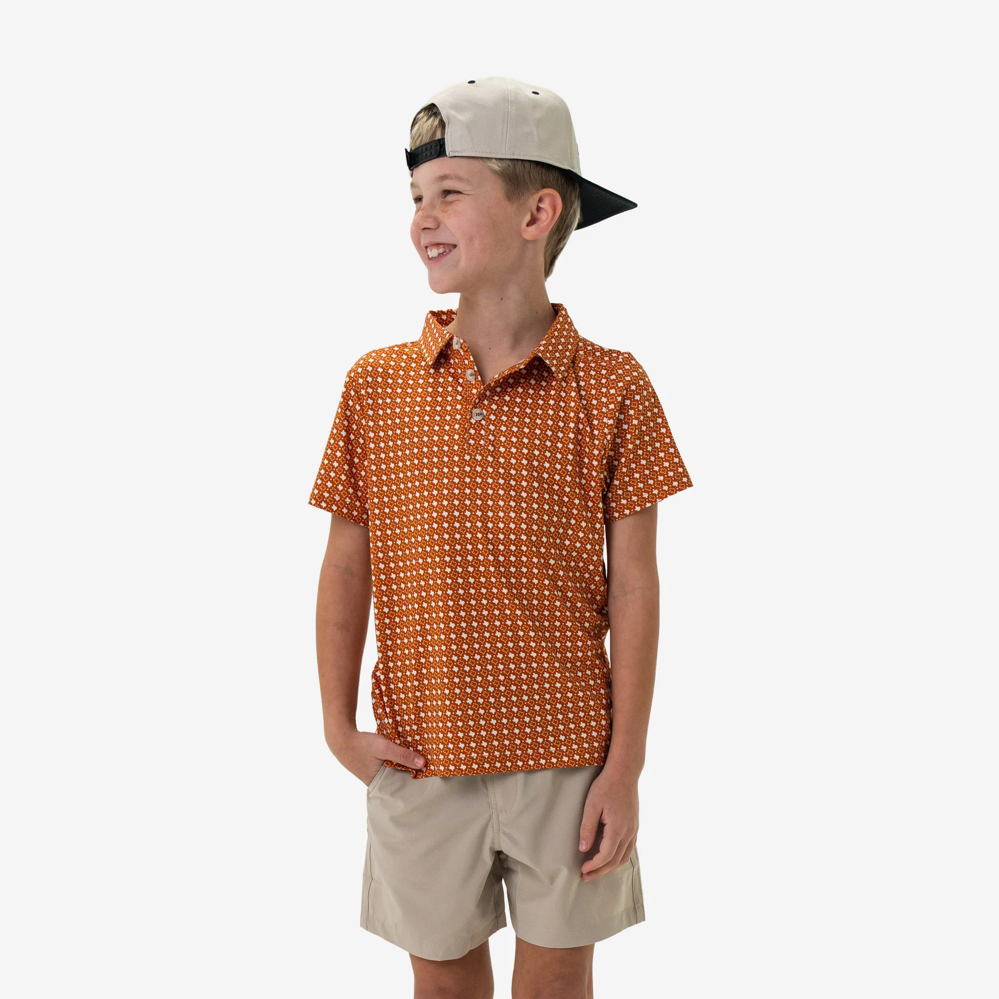Youth Performance Polo - Texas - Orange & White