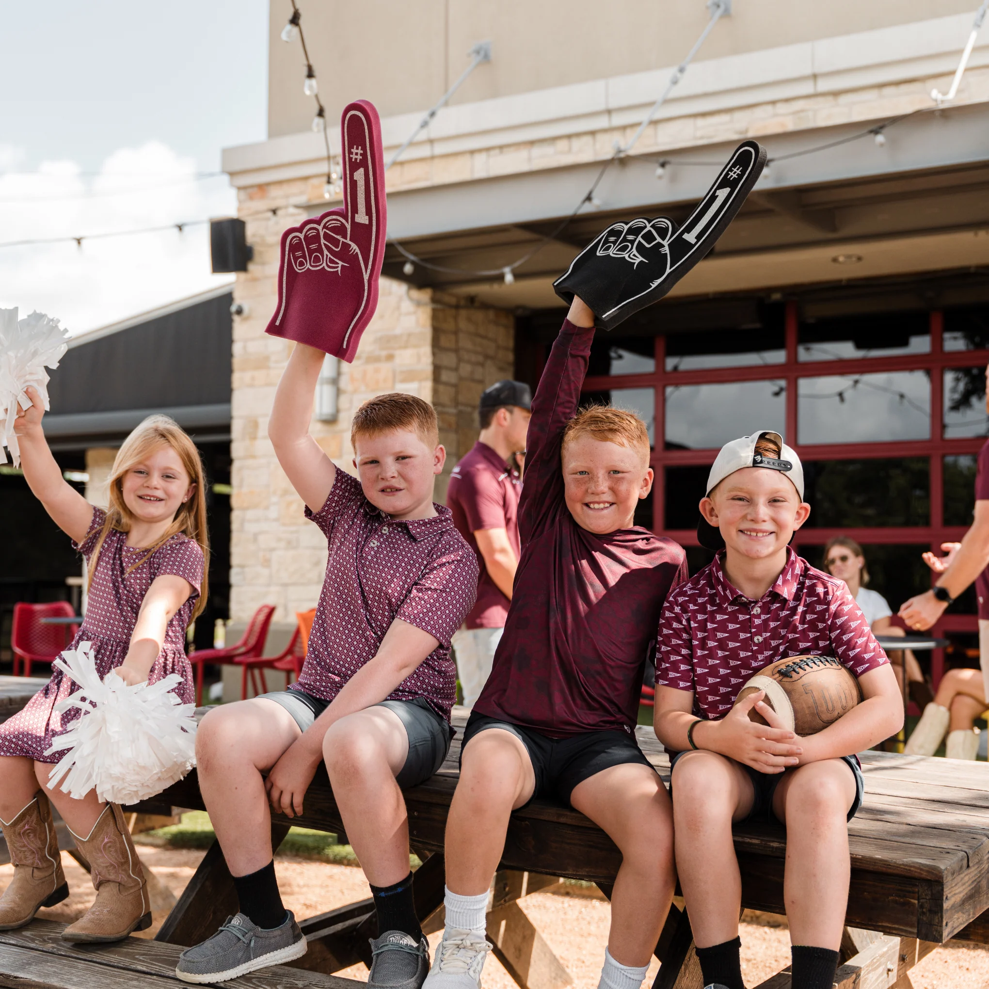 Youth Performance Polo - Howdy Pennants - Maroon