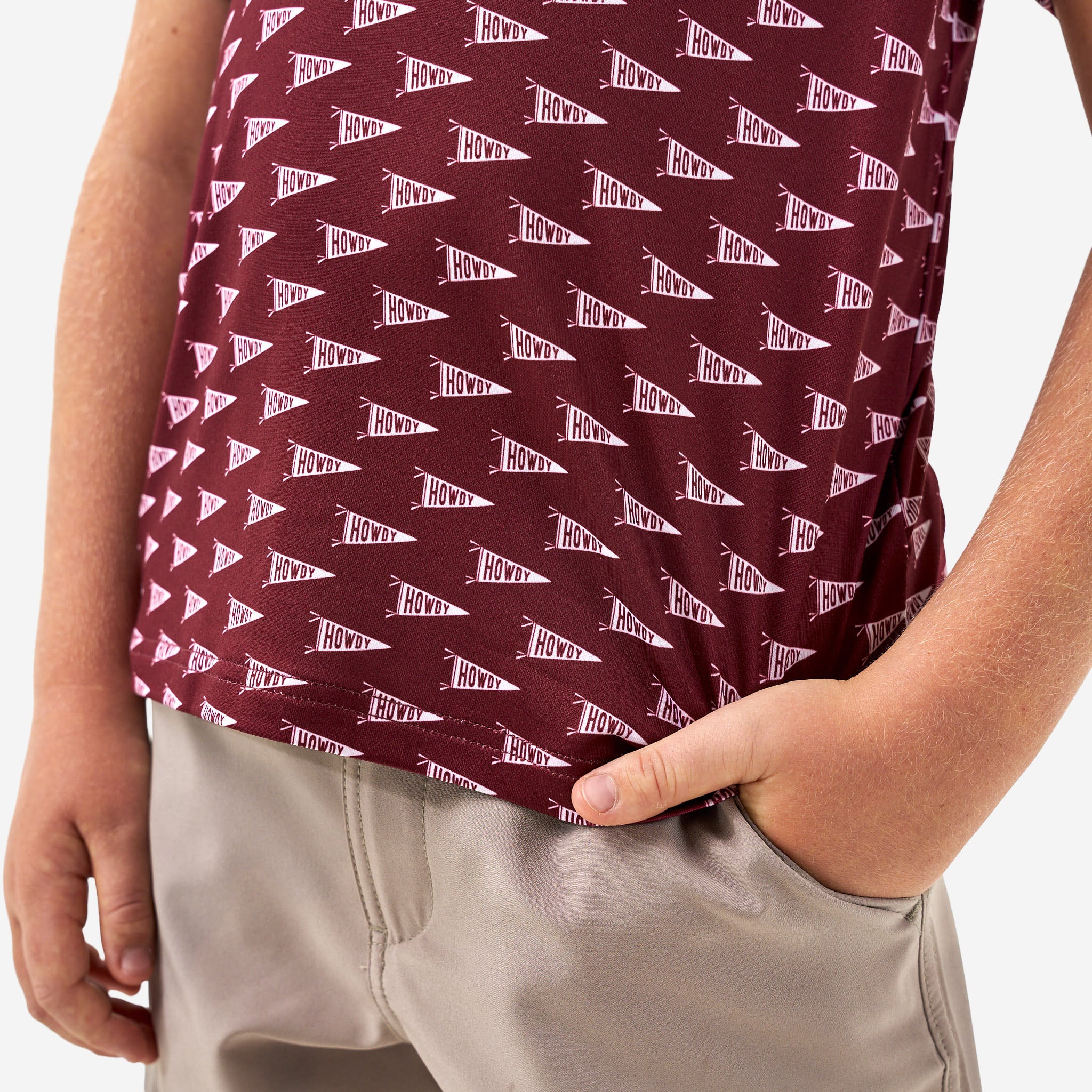 Youth Performance Polo - Howdy Pennants - Maroon