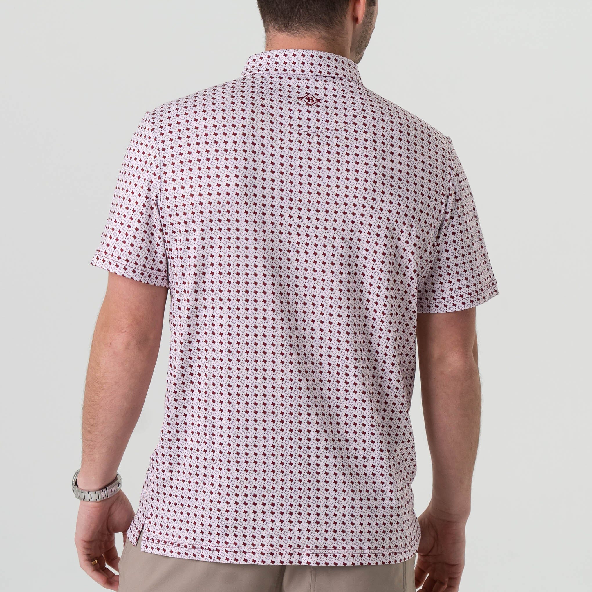 Performance Polo - Texas - White & Maroon