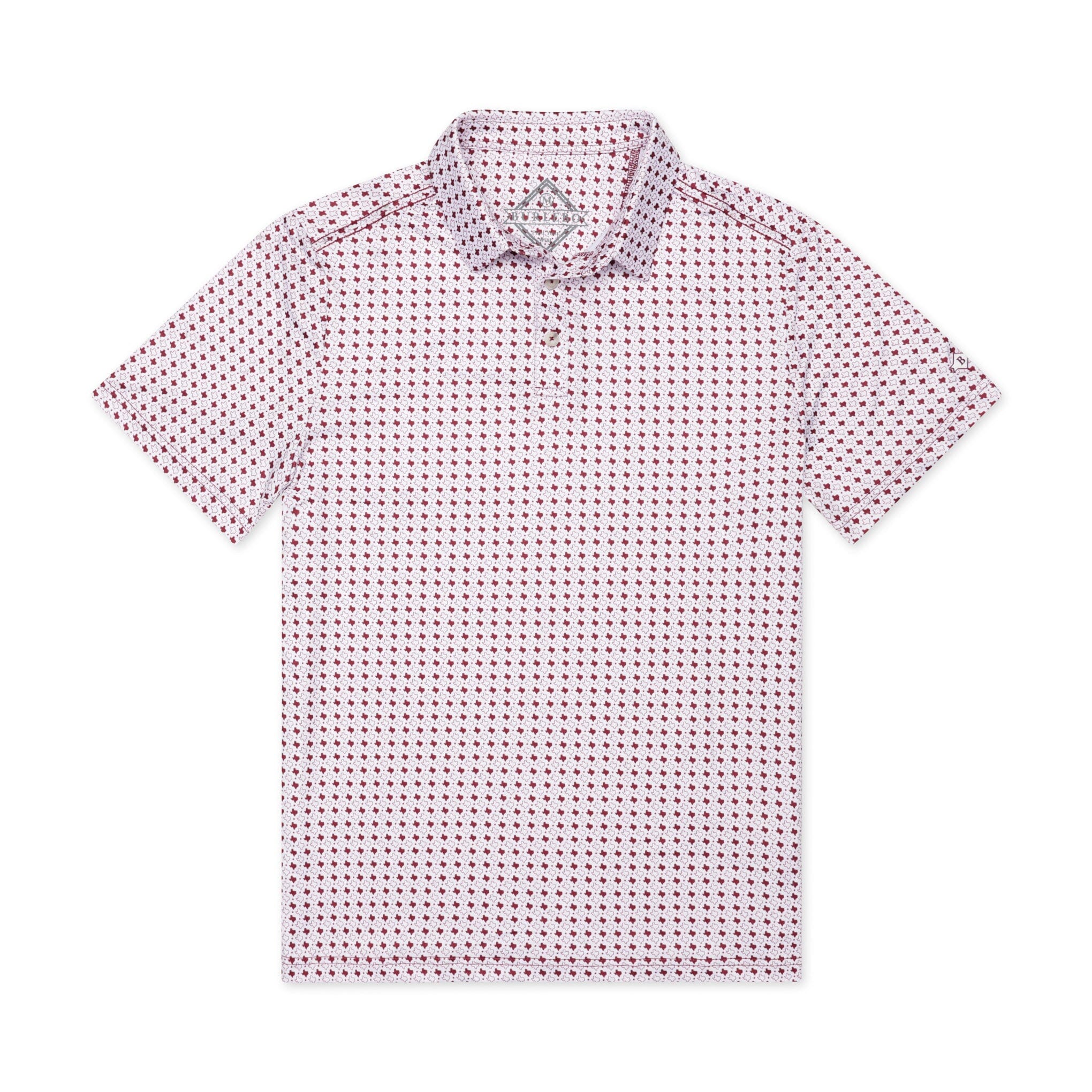 Performance Polo - Texas - White & Maroon