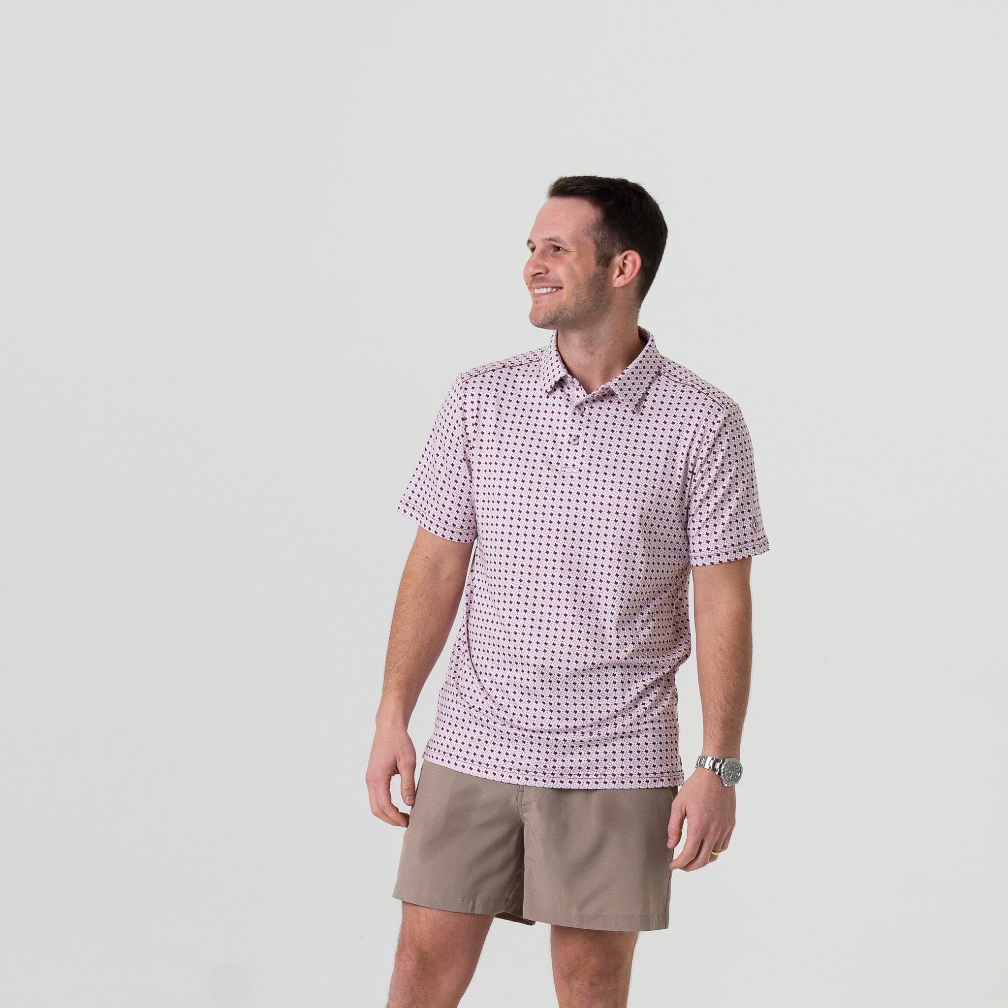 Performance Polo - Texas - White & Maroon