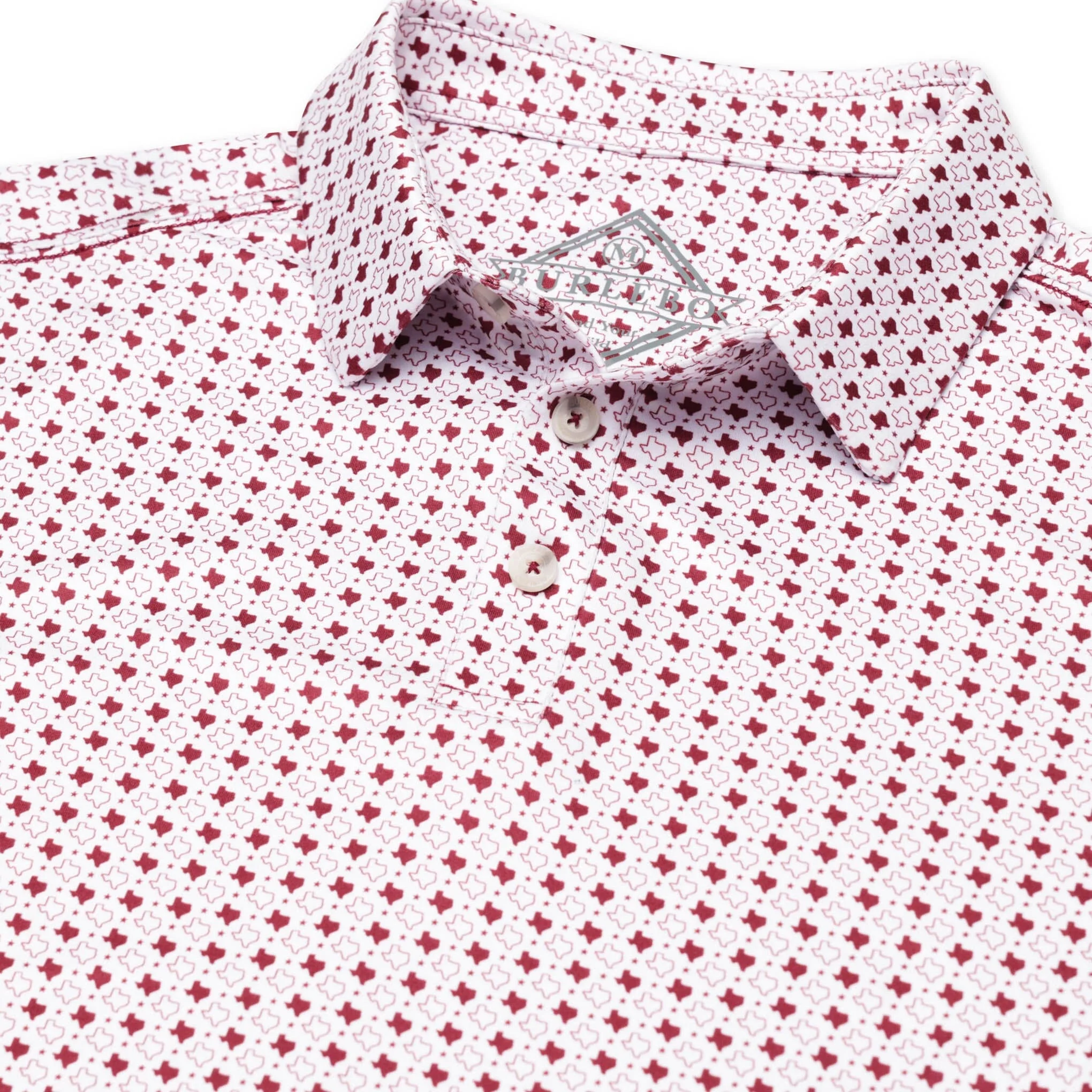 Performance Polo - Texas - White & Maroon