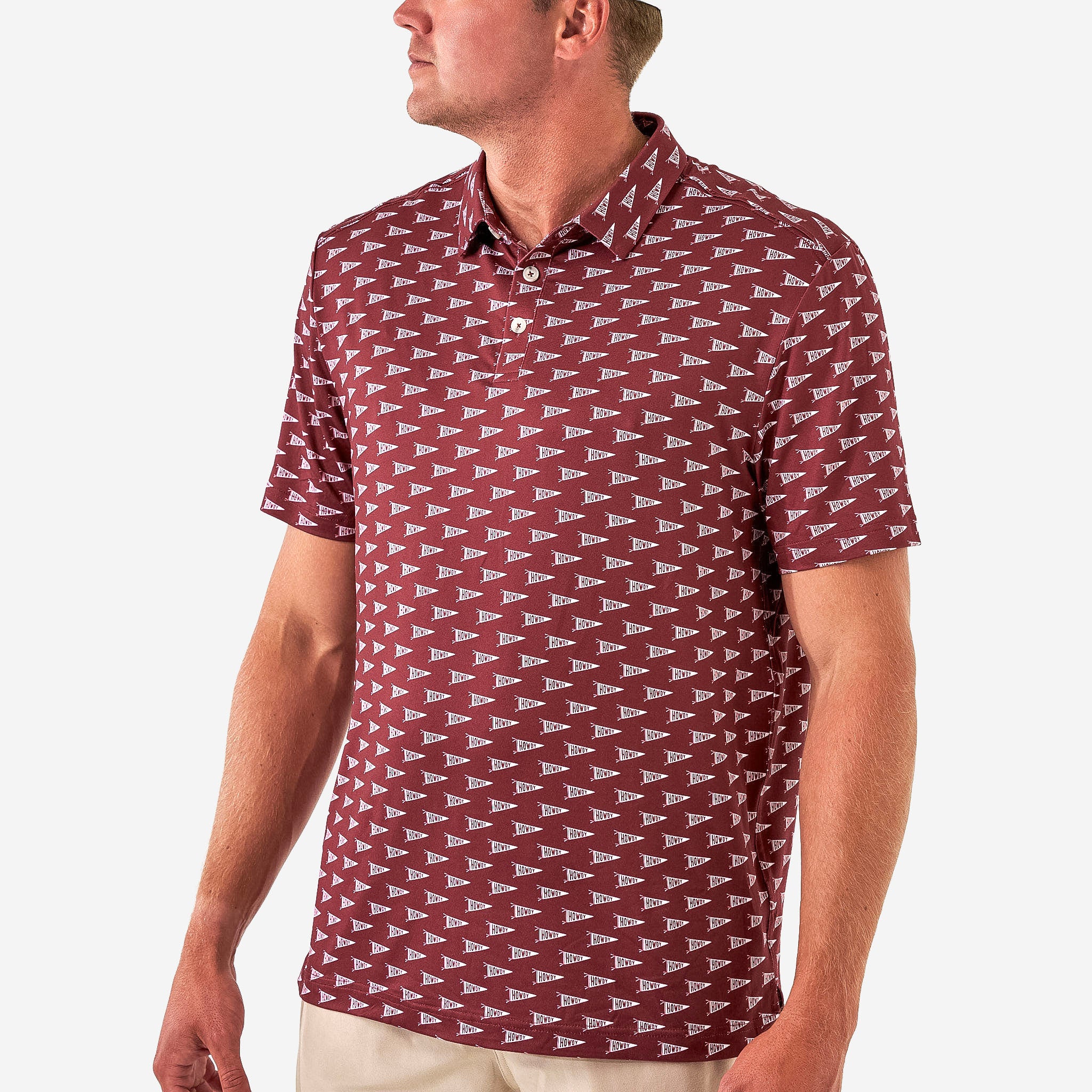 Performance Polo - Howdy Pennants - Maroon
