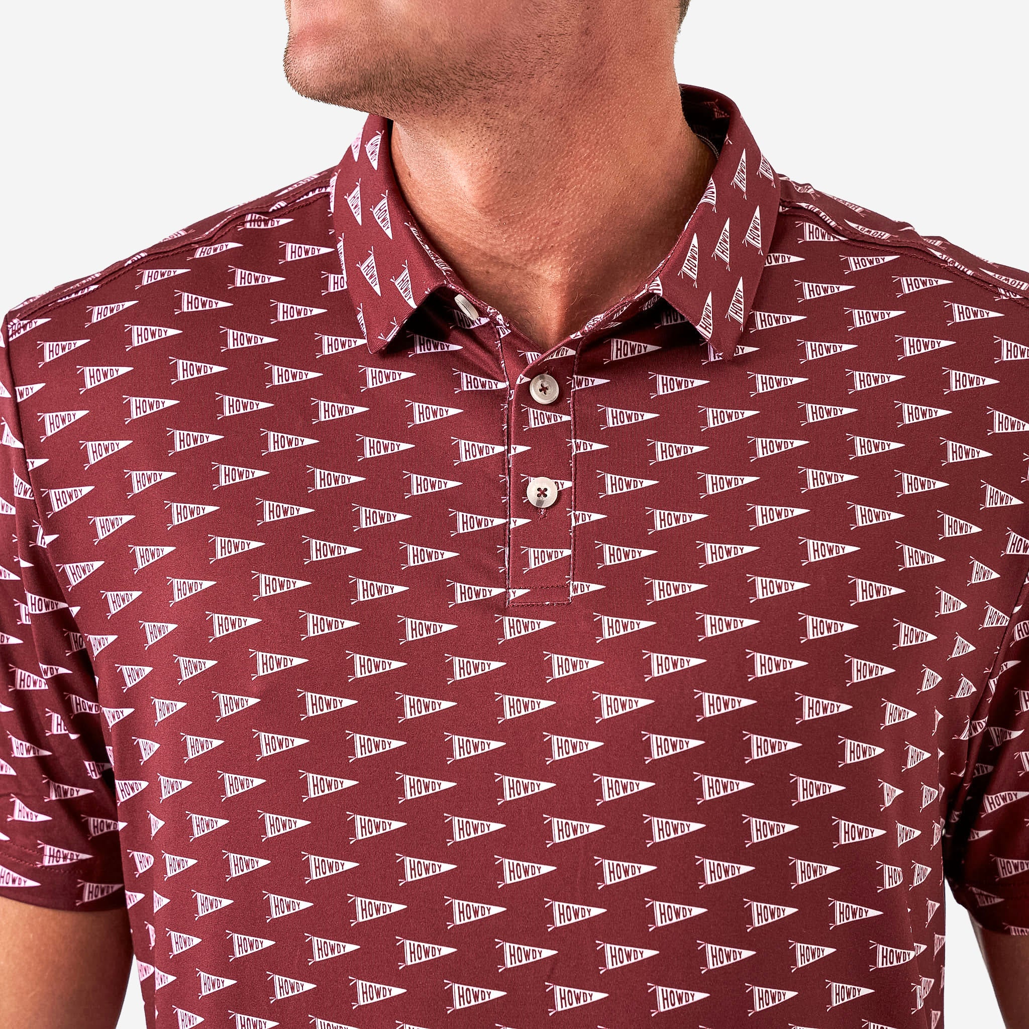 Performance Polo - Howdy Pennants - Maroon