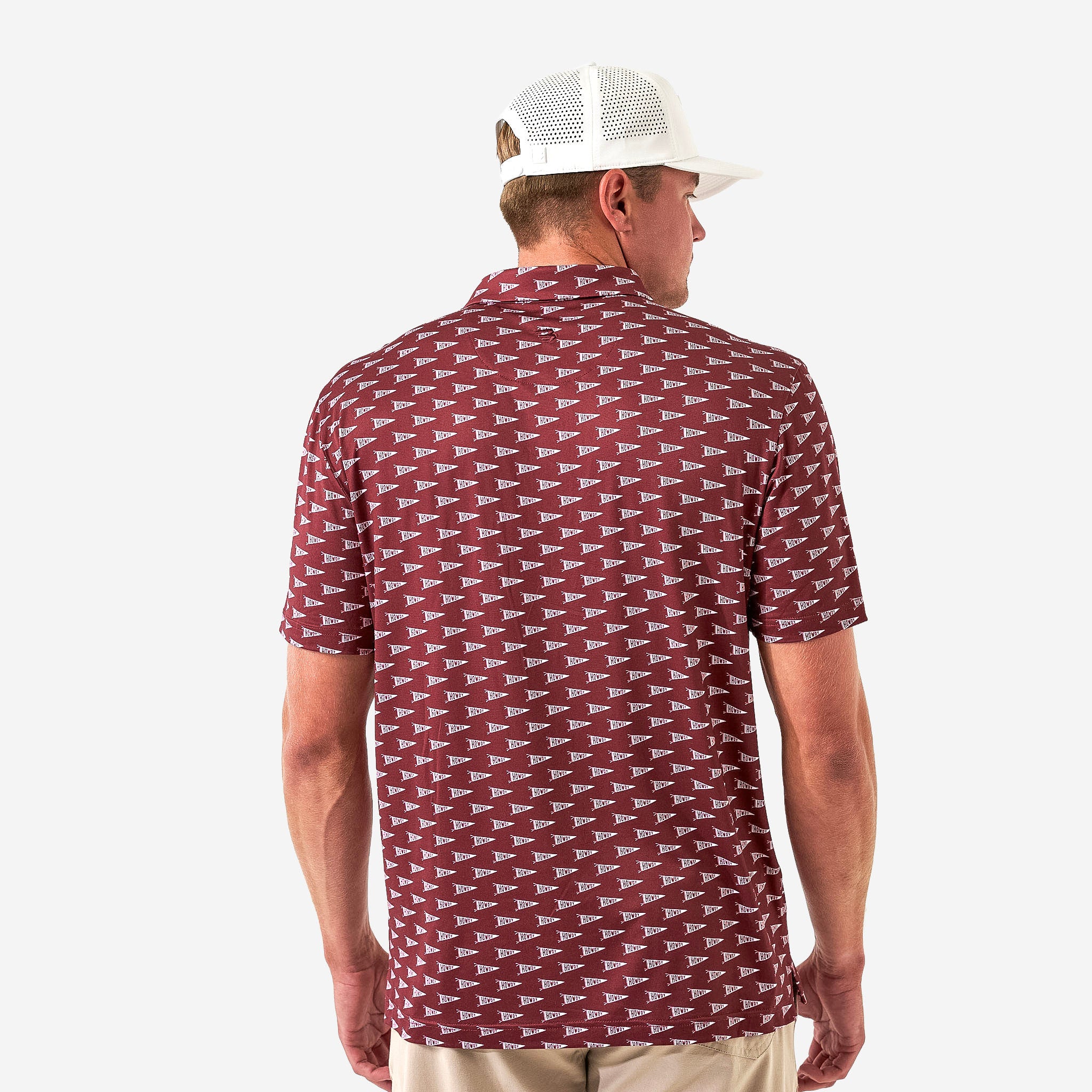 Performance Polo - Howdy Pennants - Maroon