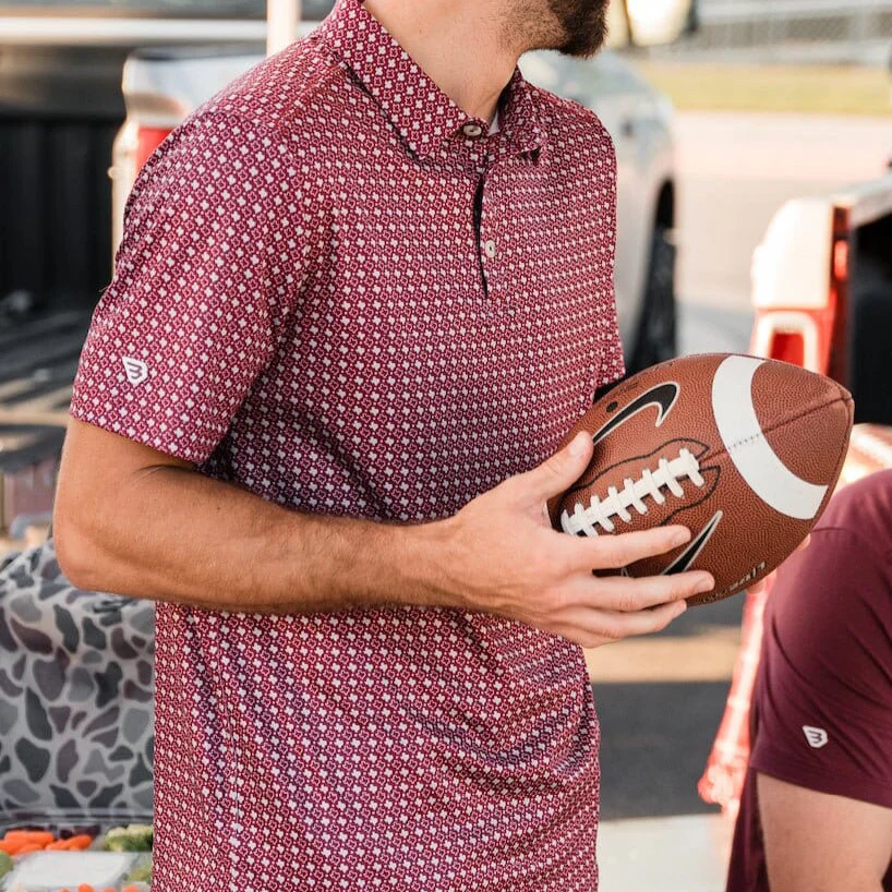 Performance Polo - Texas - Maroon & Grey
