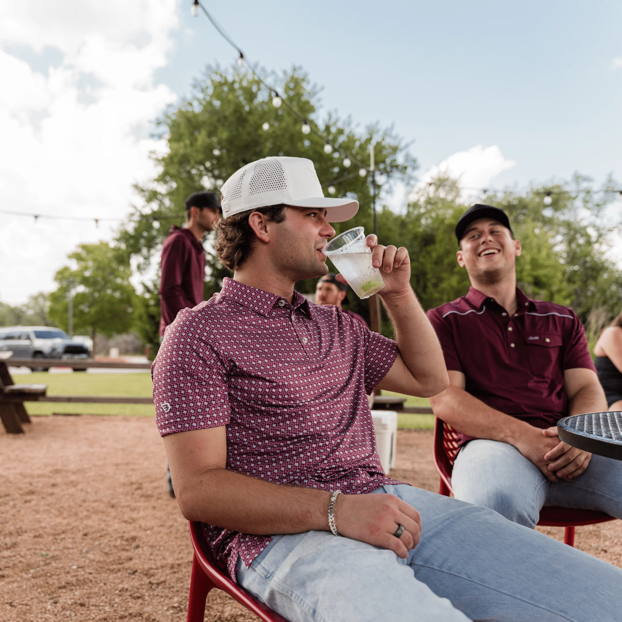 Performance Polo - Texas - Maroon & Grey