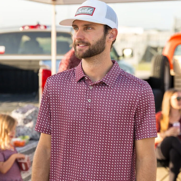 Performance Polo - Texas - Maroon & Grey