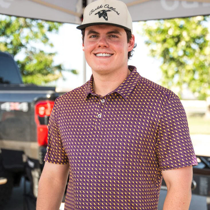Performance Polo - Louisiana - Purple & Yellow