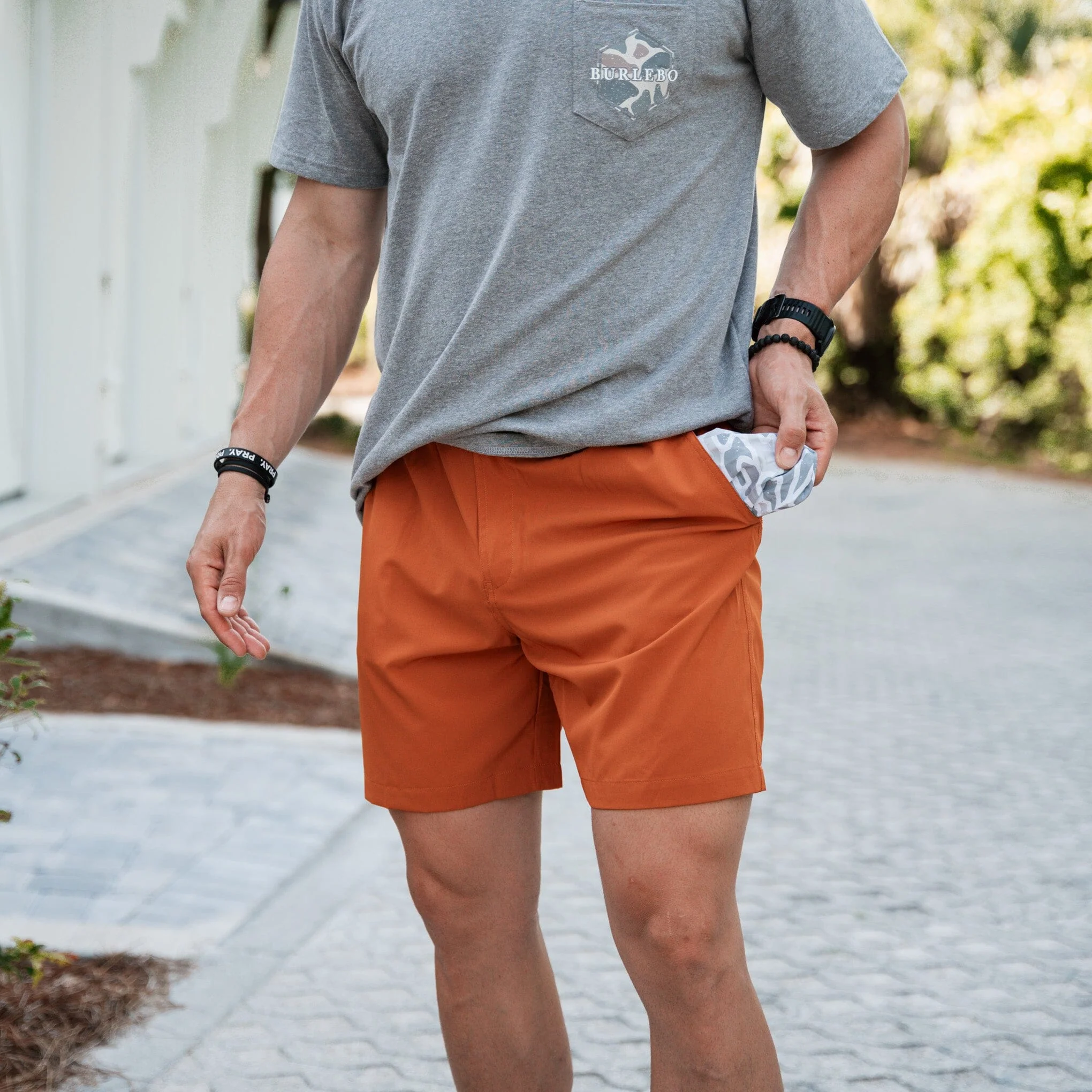 Everyday Short - Orange - White Camo Pocket