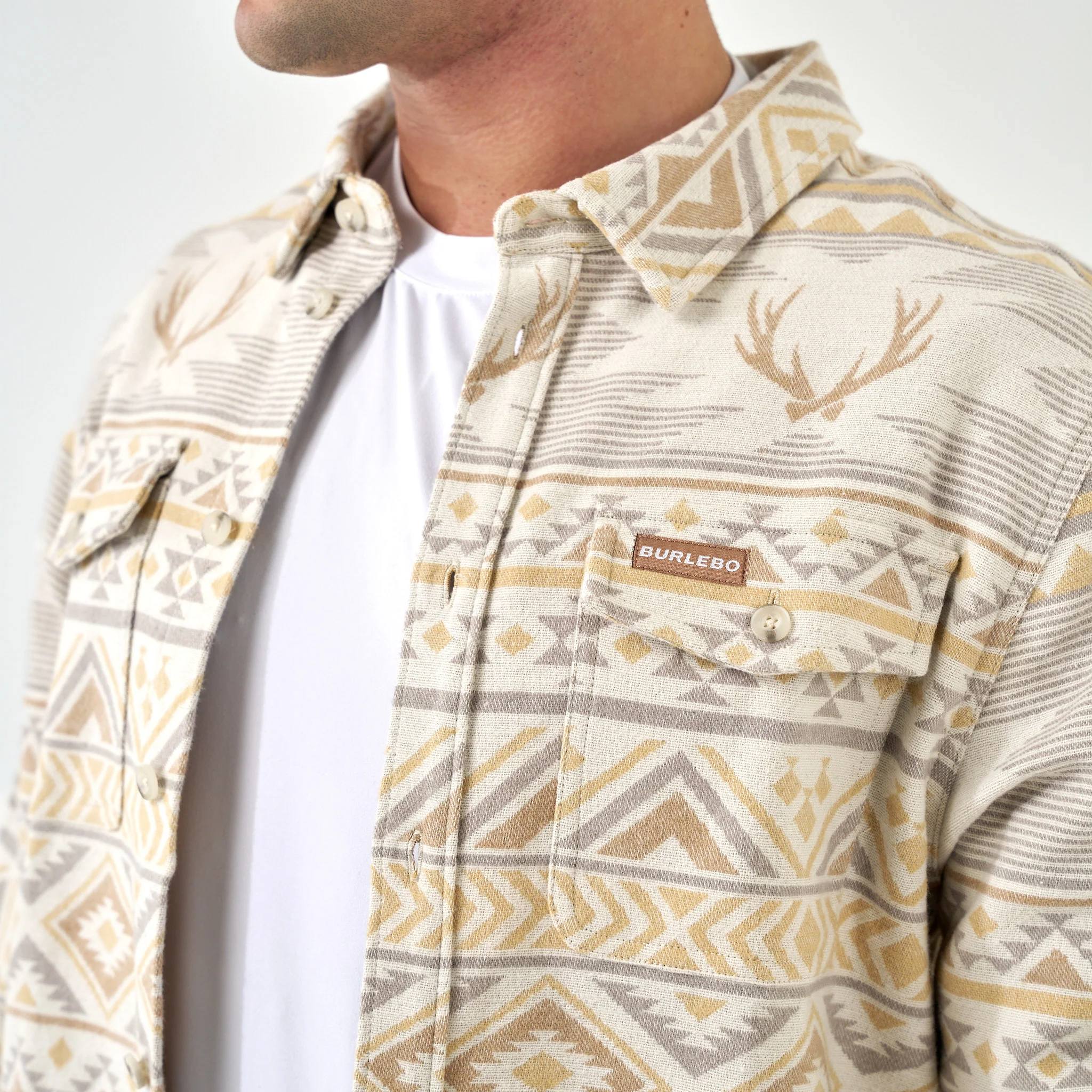 Vintage Heavyweight Flannel - Whitetail Aztec - Cream