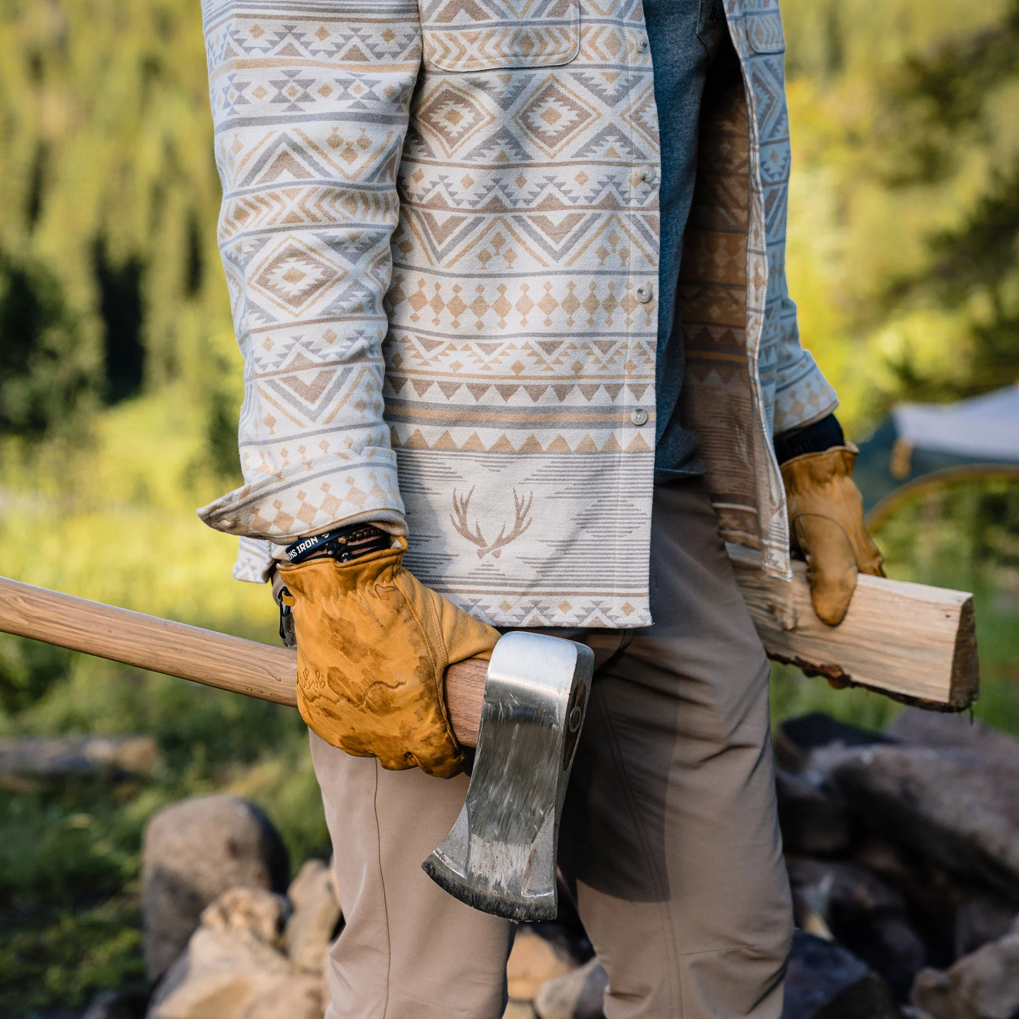 Vintage Heavyweight Flannel - Whitetail Aztec - Cream