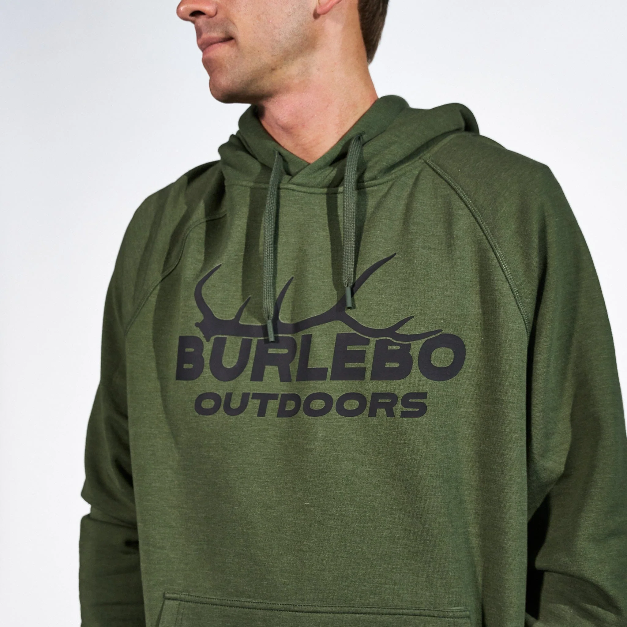 Fleece Hoodie - Elk Horn - Heather Olive