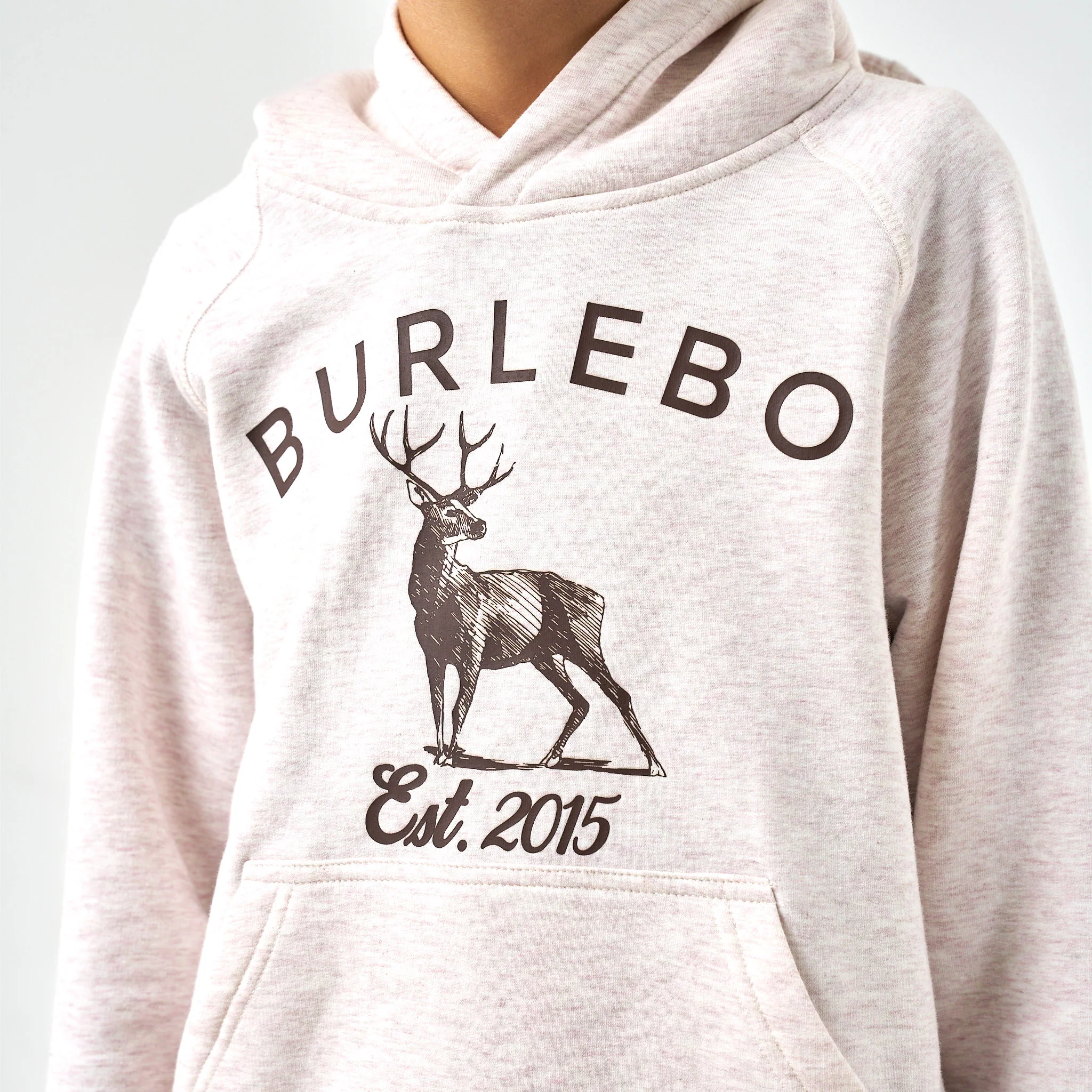 Youth Fleece Hoodie - Whitetail Deer - Heather Oatmeal