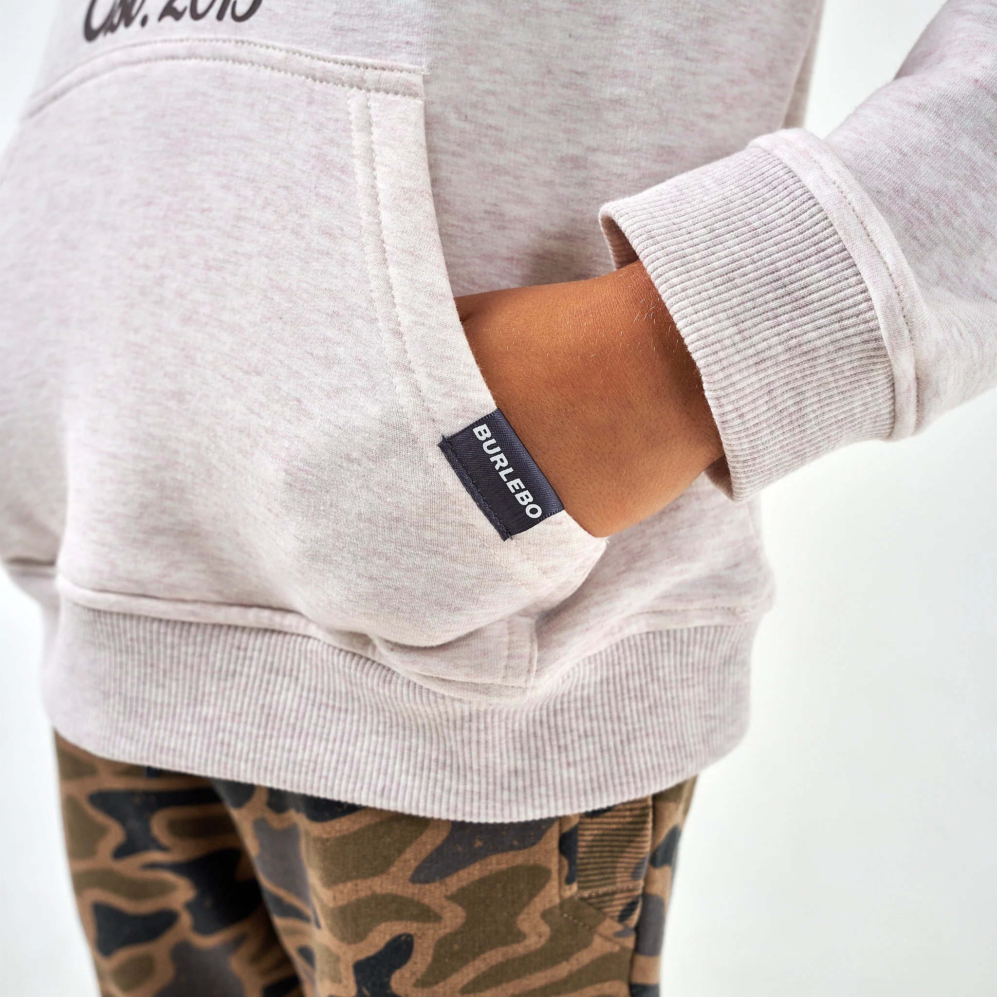 Youth Fleece Hoodie - Whitetail Deer - Heather Oatmeal