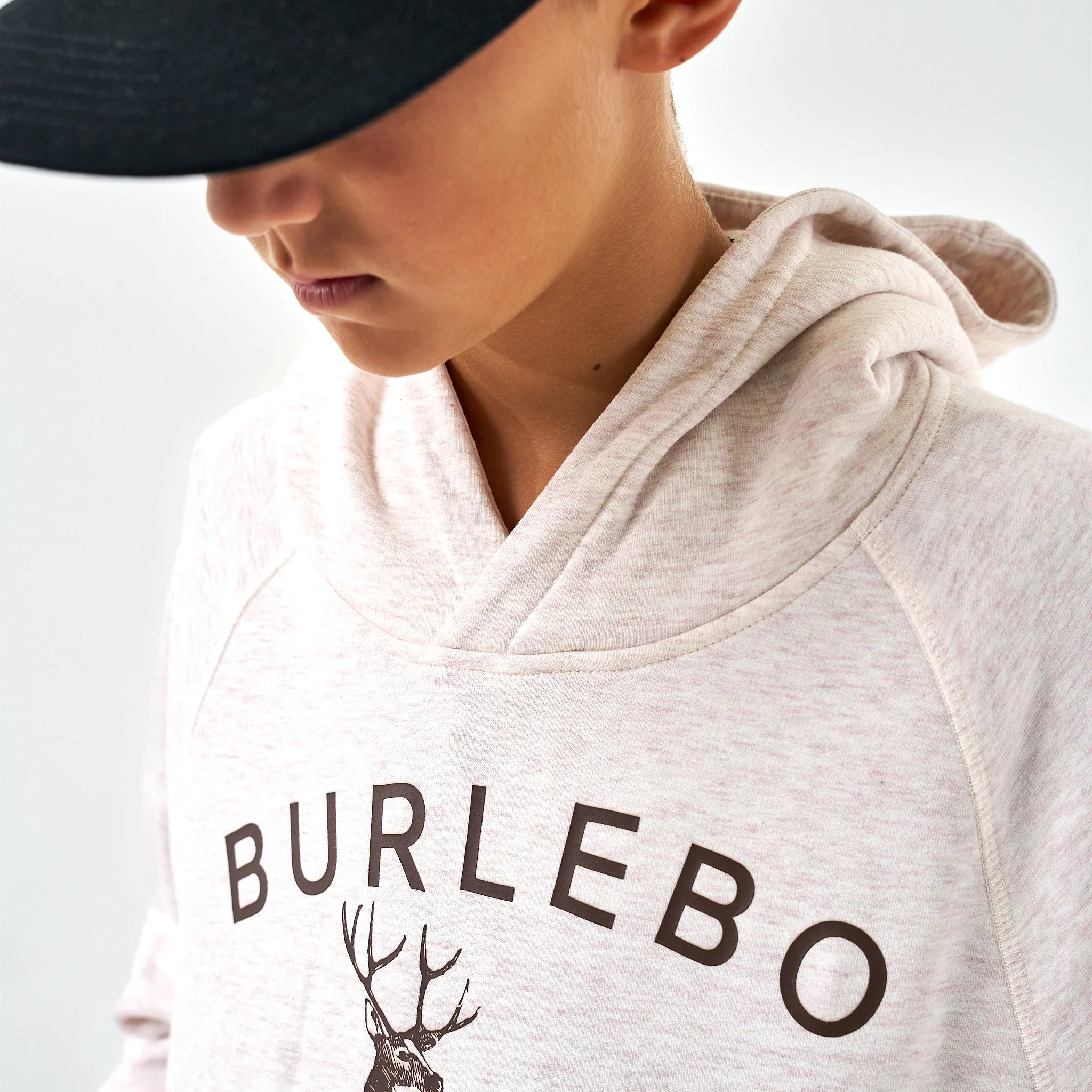 Youth Fleece Hoodie - Whitetail Deer - Heather Oatmeal
