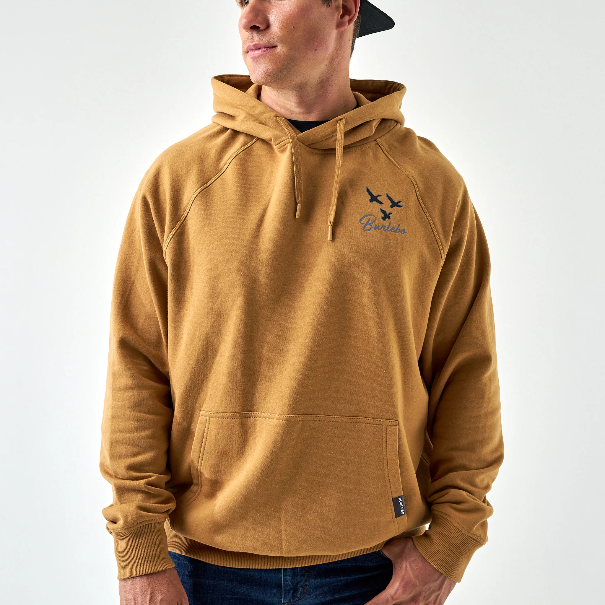 Fleece Hoodie - Duck And Dog - Light Brown