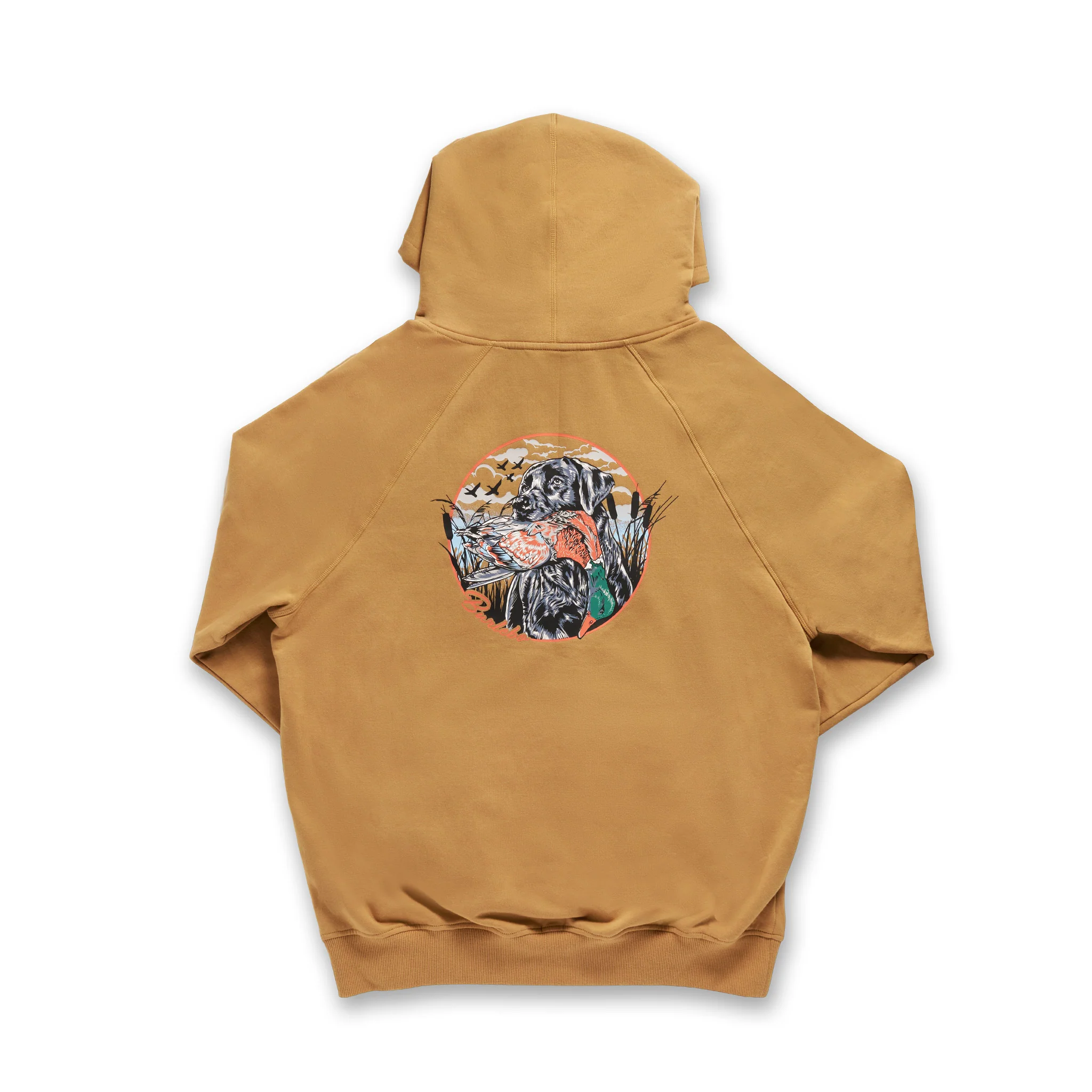 Fleece Hoodie - Duck And Dog - Light Brown