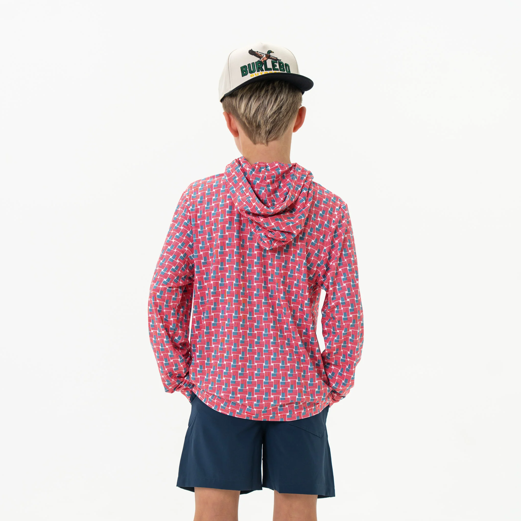 Youth Performance Hoodie - American Flag Print