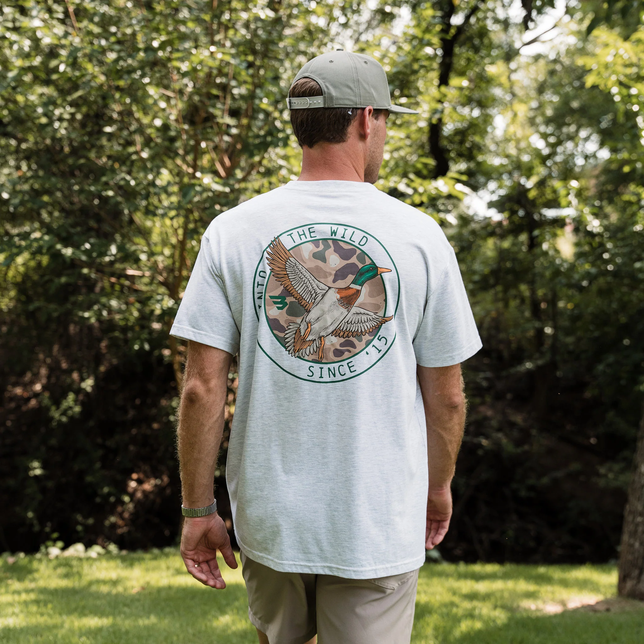 Short Sleeve Tee - Camo Mallard Duck - Ash Grey