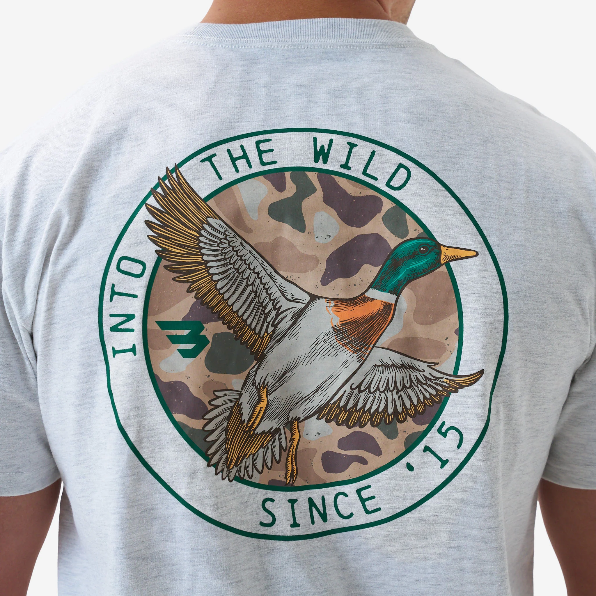 Short Sleeve Tee - Camo Mallard Duck - Ash Grey