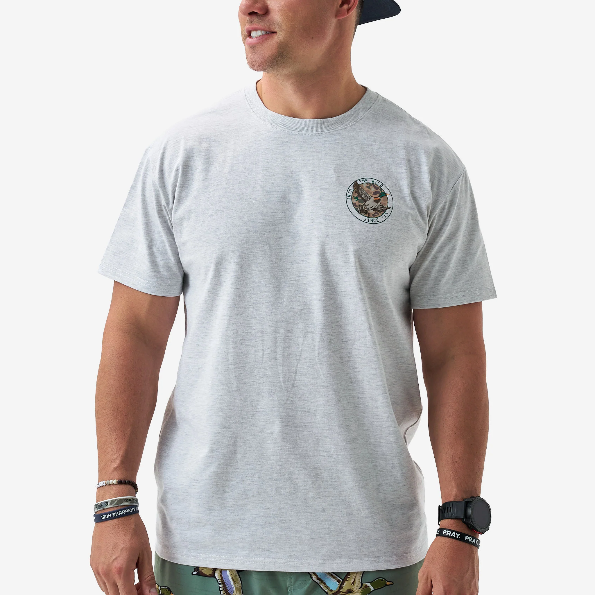 Short Sleeve Tee - Camo Mallard Duck - Ash Grey
