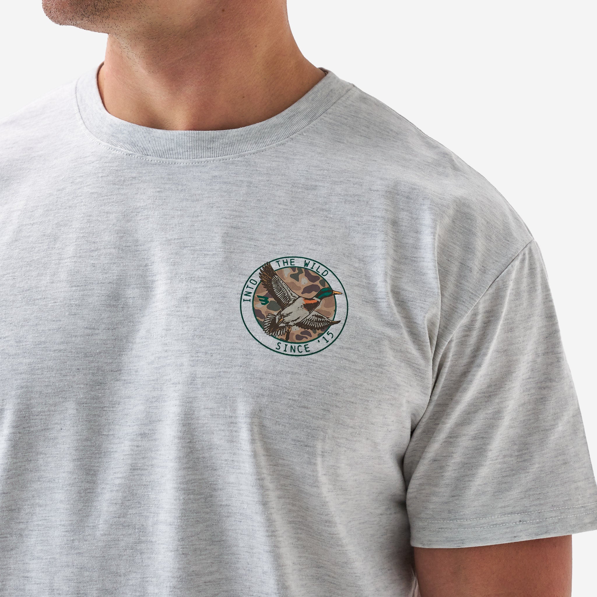 Short Sleeve Tee - Camo Mallard Duck - Ash Grey
