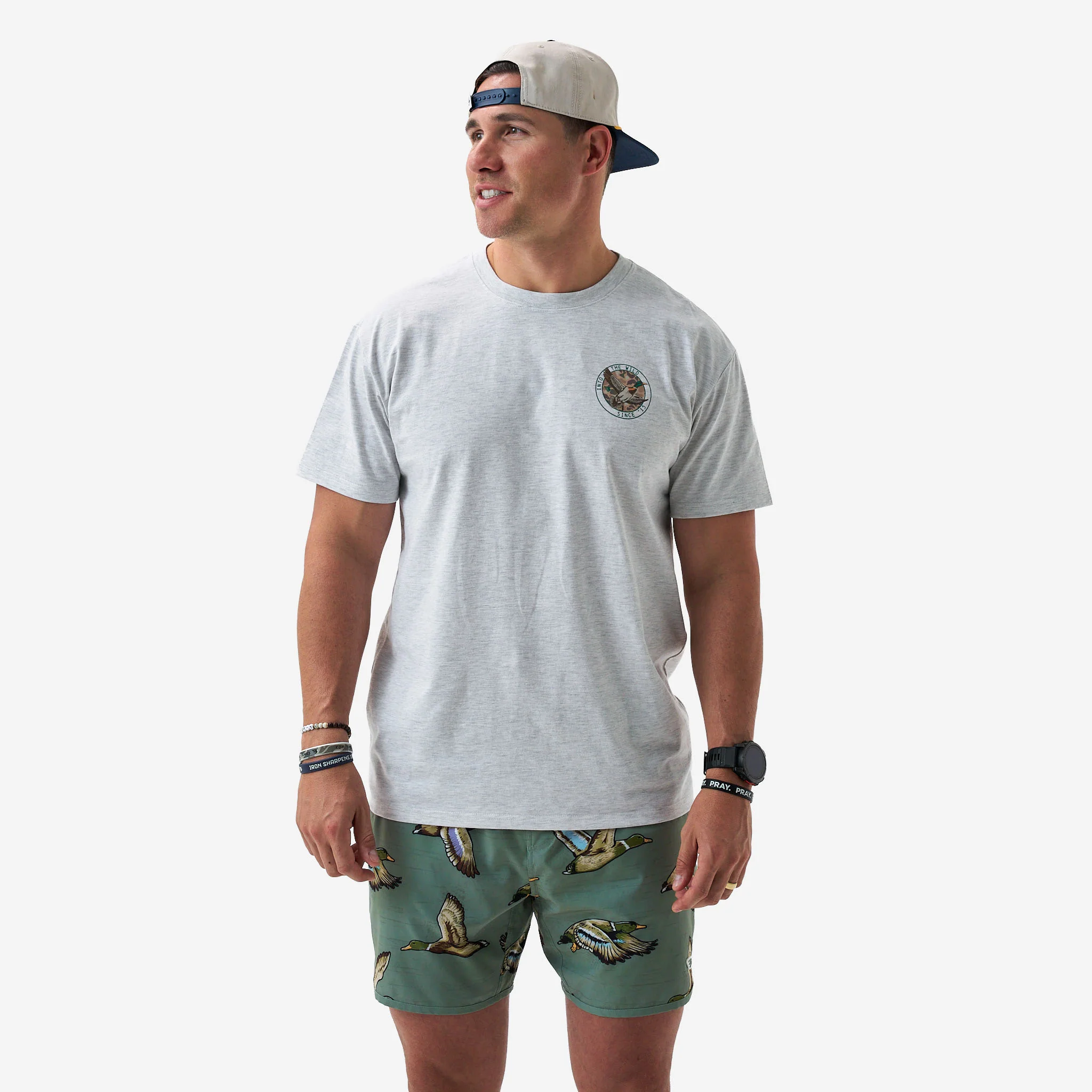 Short Sleeve Tee - Camo Mallard Duck - Ash Grey